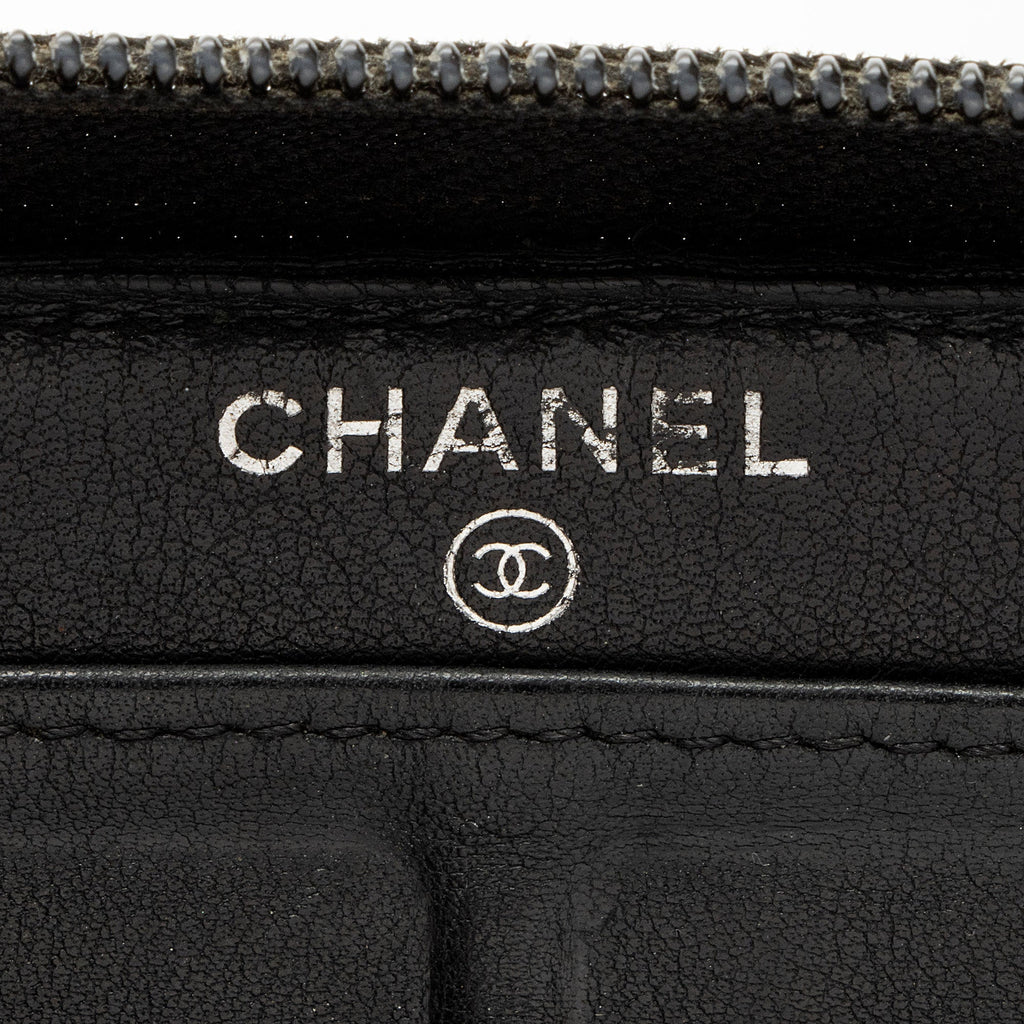 Chanel Caviar Leather Timeless Zip Around Wallet