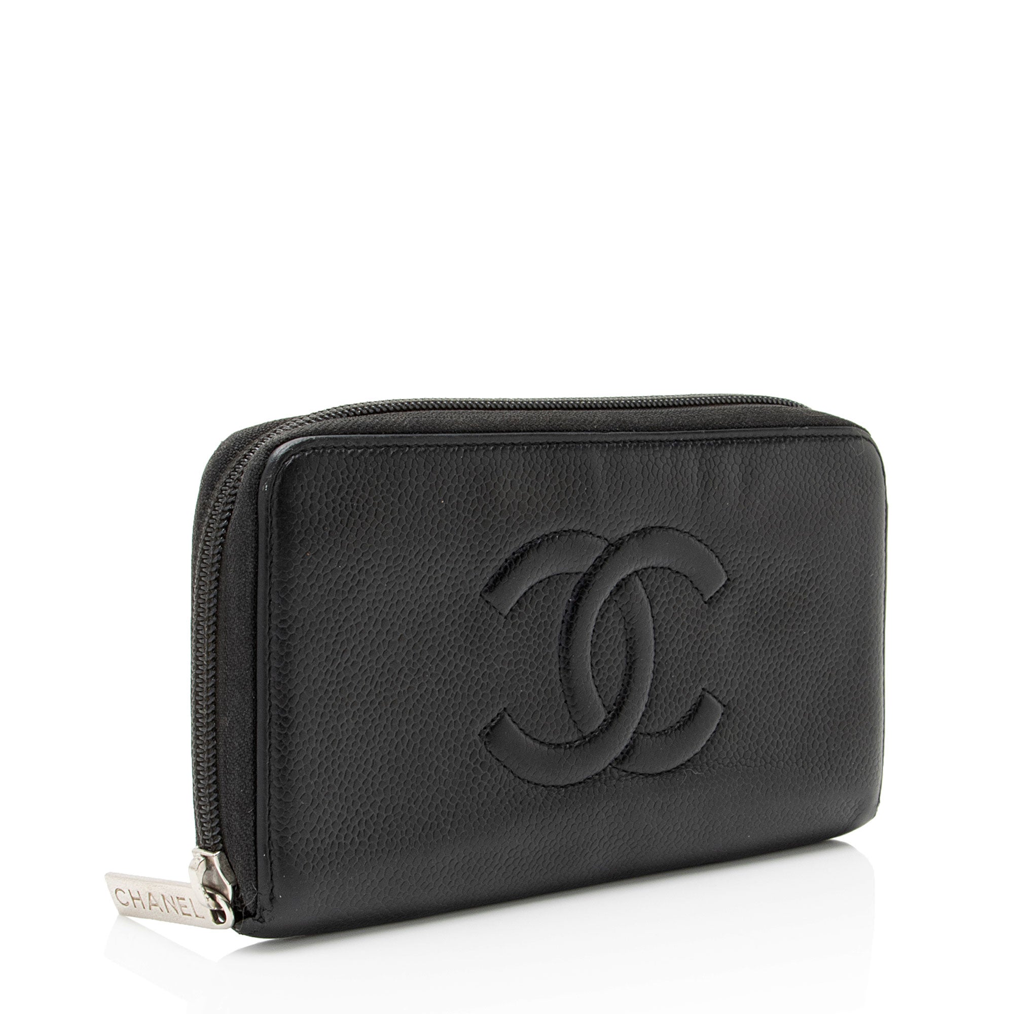 Chanel Caviar Leather Timeless Zip Around Wallet