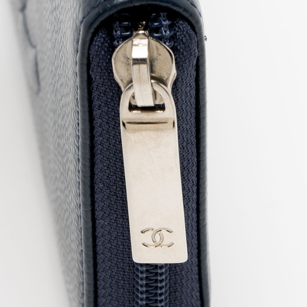 Chanel Caviar Leather Timeless Zip Around Wallet