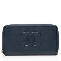 Chanel Caviar Leather Timeless Zip Around Wallet
