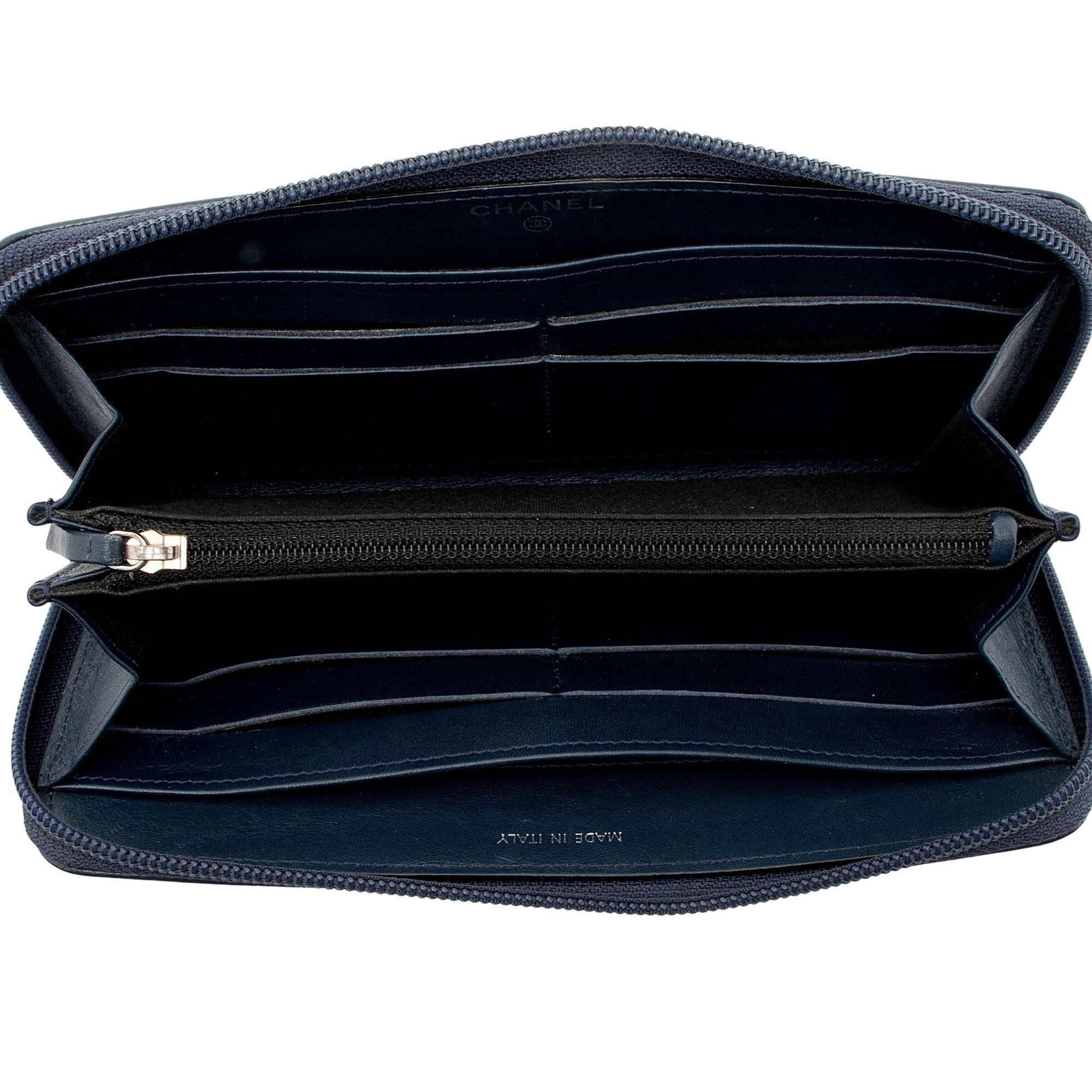 Chanel Caviar Leather Timeless Zip Around Wallet