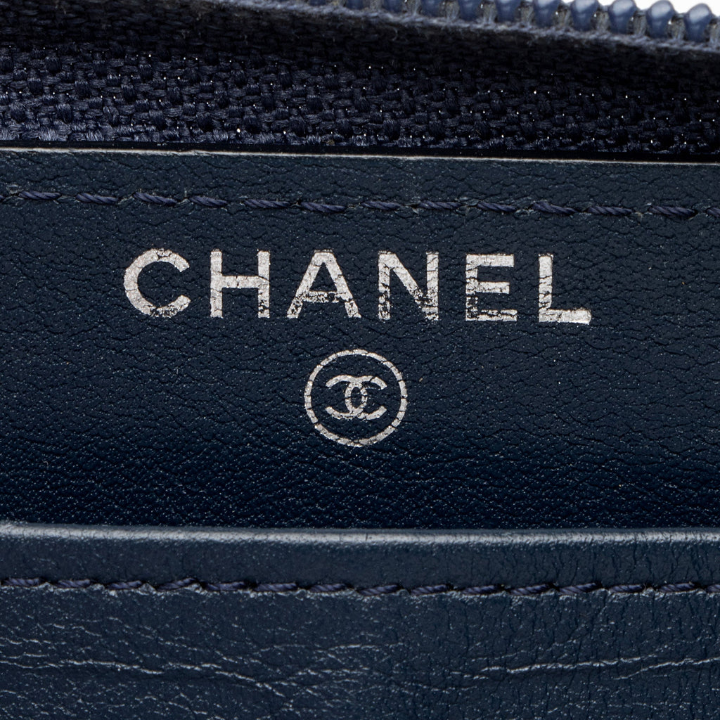 Chanel Caviar Leather Timeless Zip Around Wallet