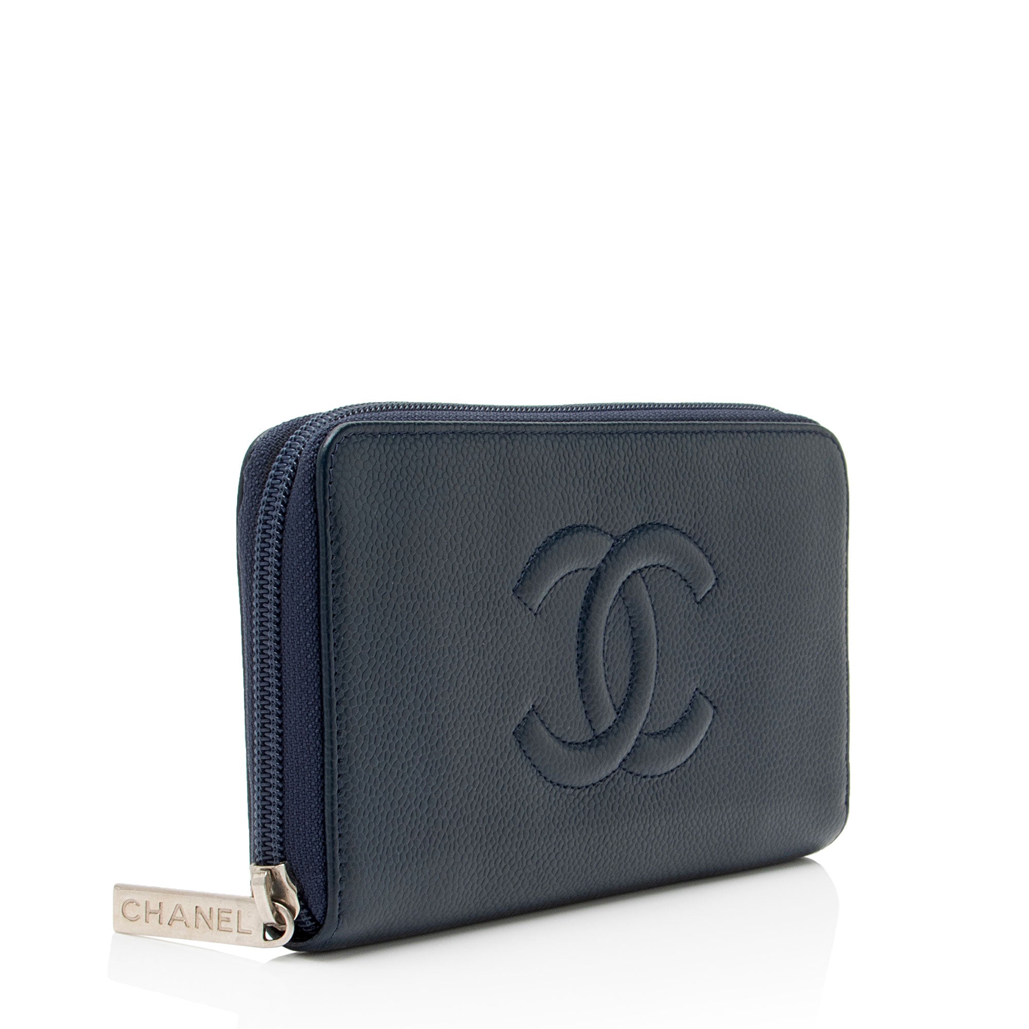 Chanel Caviar Leather Timeless Zip Around Wallet