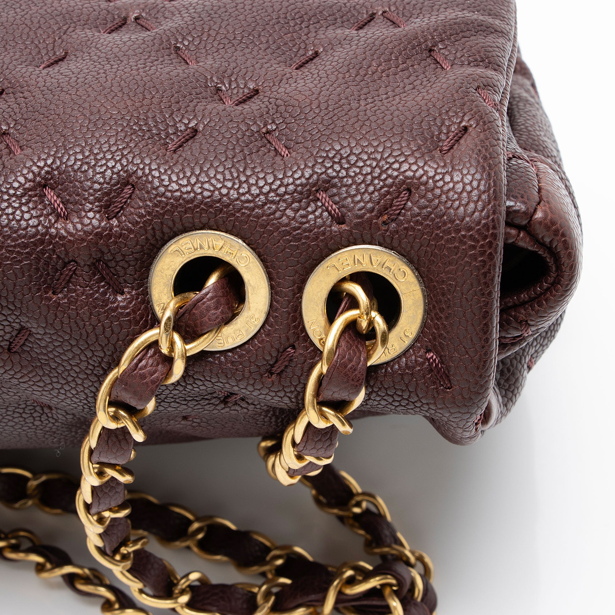 Chanel Caviar Leather Wild Stitch Flap Shoulder Bag