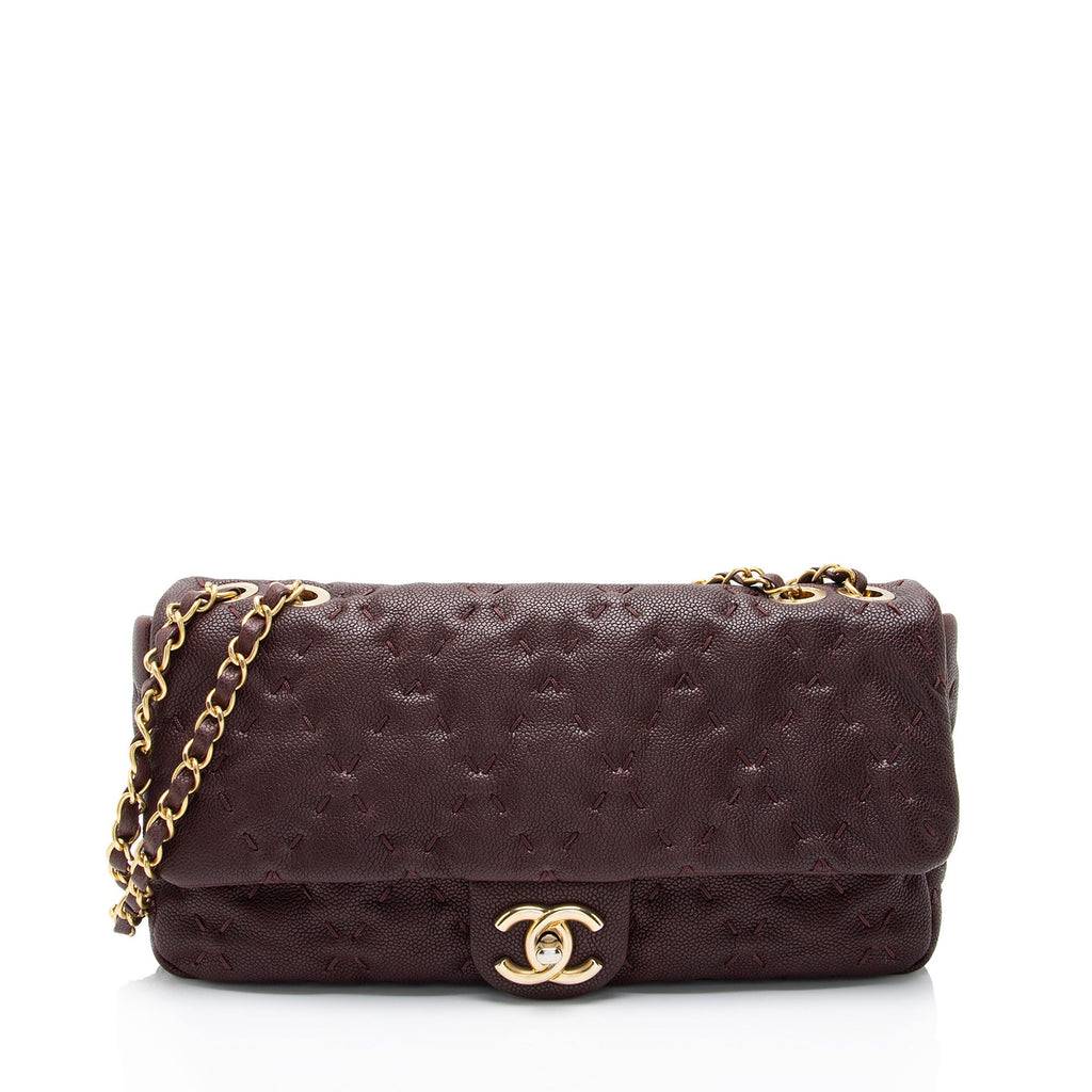 Chanel Caviar Leather Wild Stitch Flap Shoulder Bag