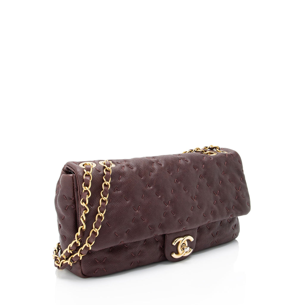 Chanel Caviar Leather Wild Stitch Flap Shoulder Bag