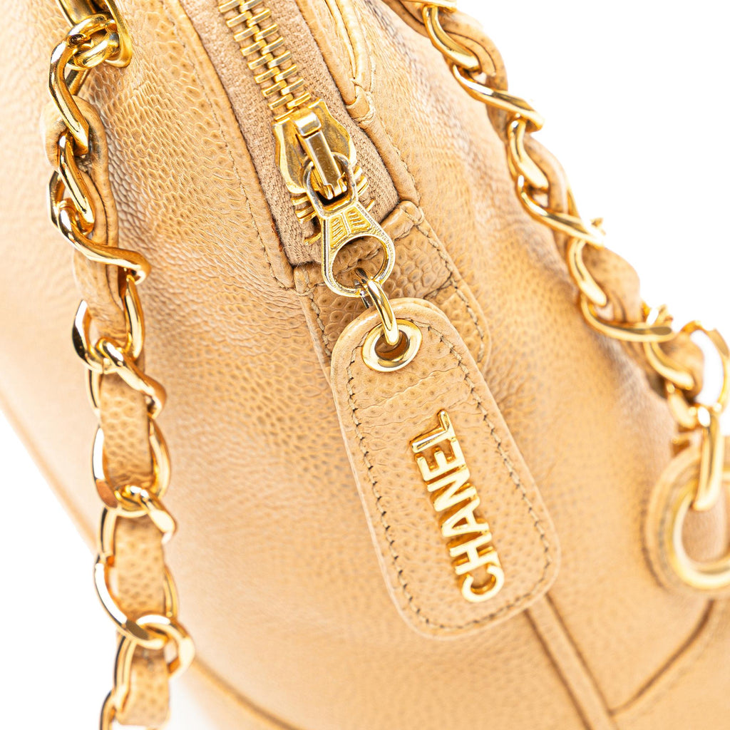 Chanel Caviar Logo Chain Shoulder Bag