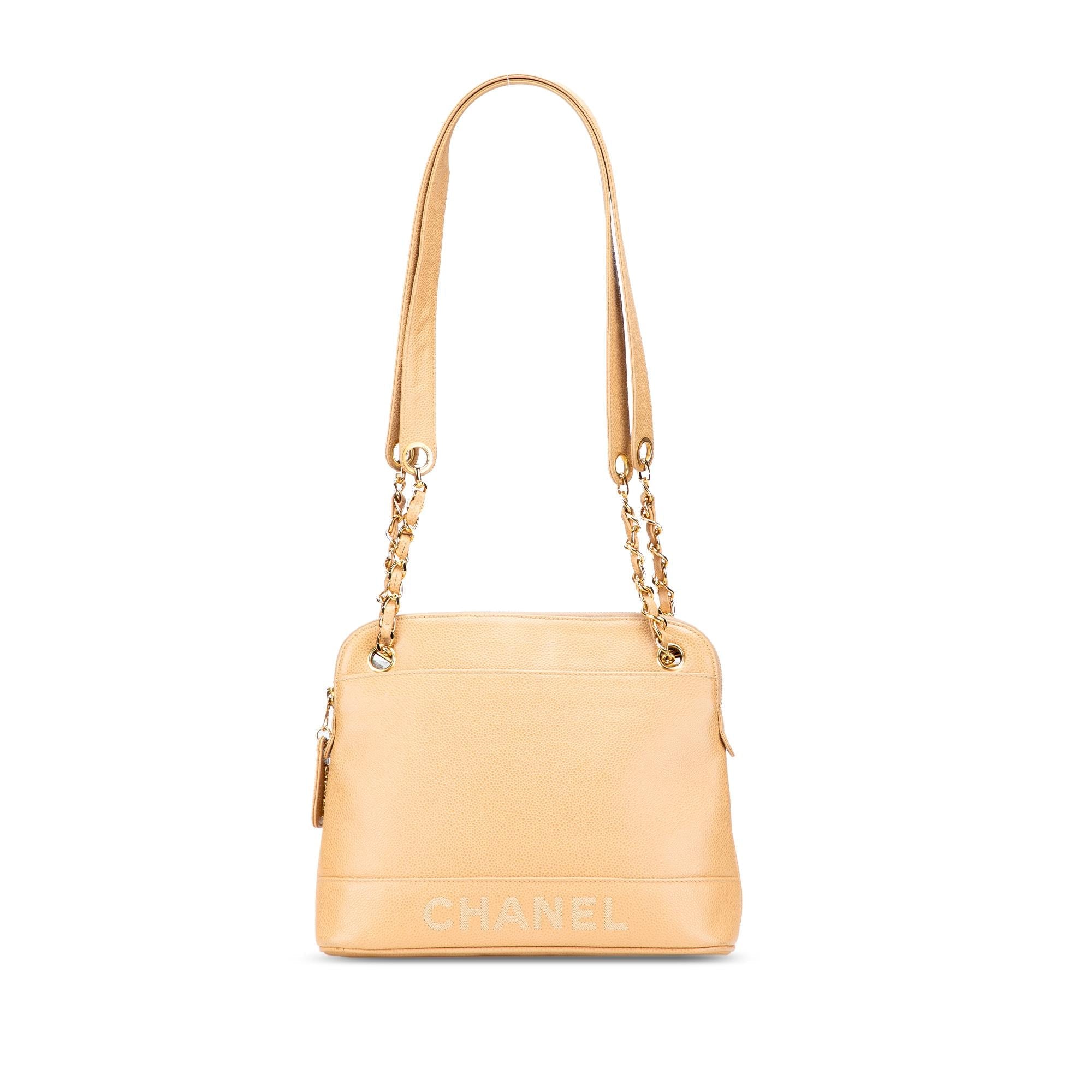 Chanel Caviar Logo Chain Shoulder Bag