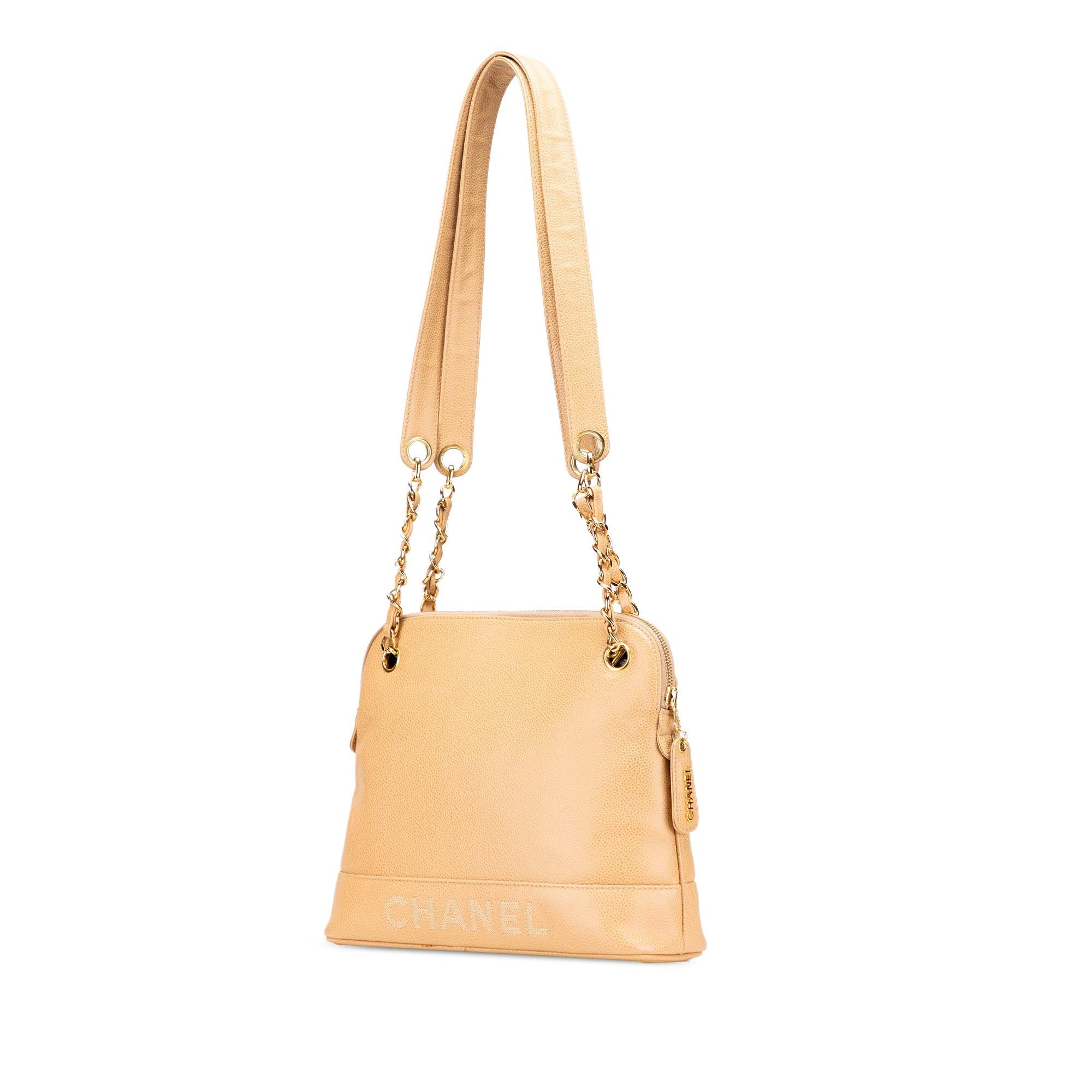 Chanel Caviar Logo Chain Shoulder Bag