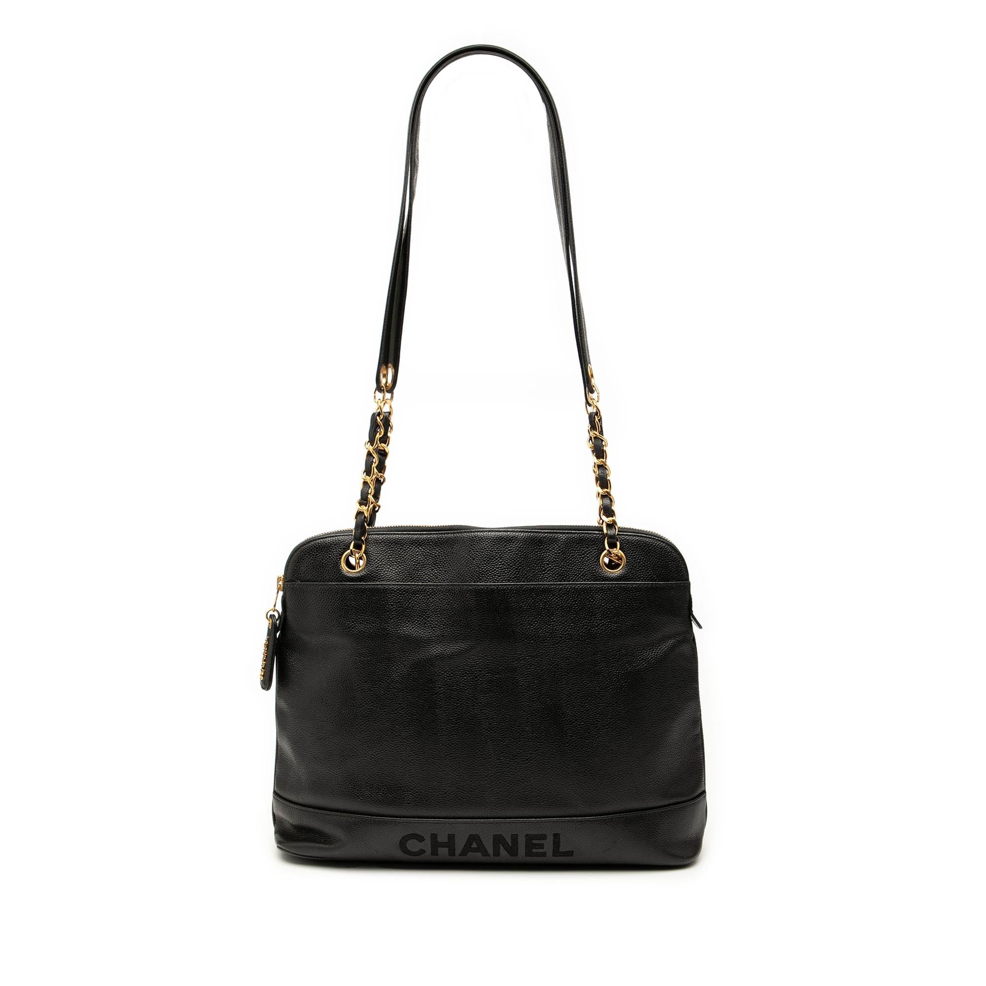 Chanel Caviar Logo Chain Shoulder Bag