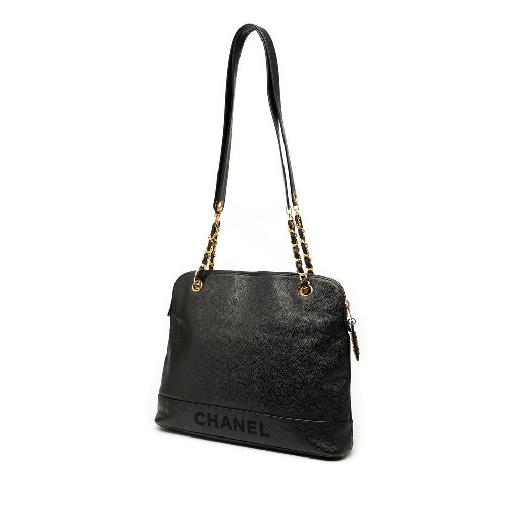 Chanel Caviar Logo Chain Shoulder Bag
