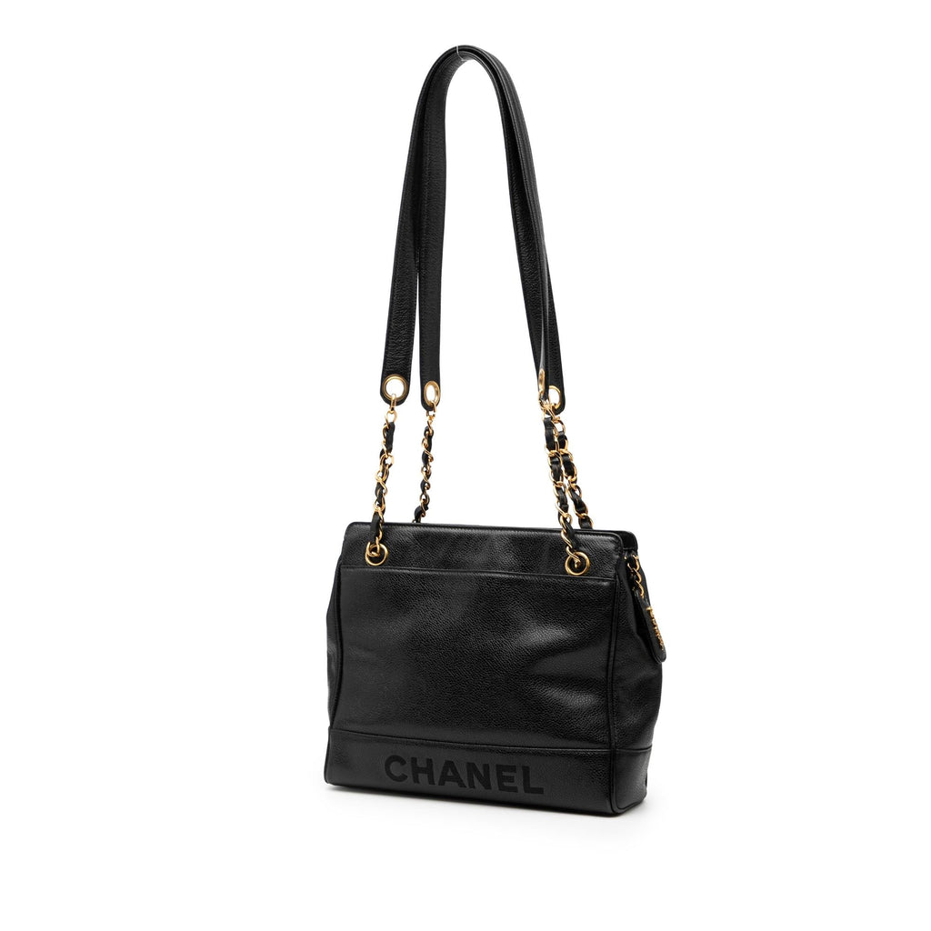 Chanel Caviar Logo Chain Shoulder Bag