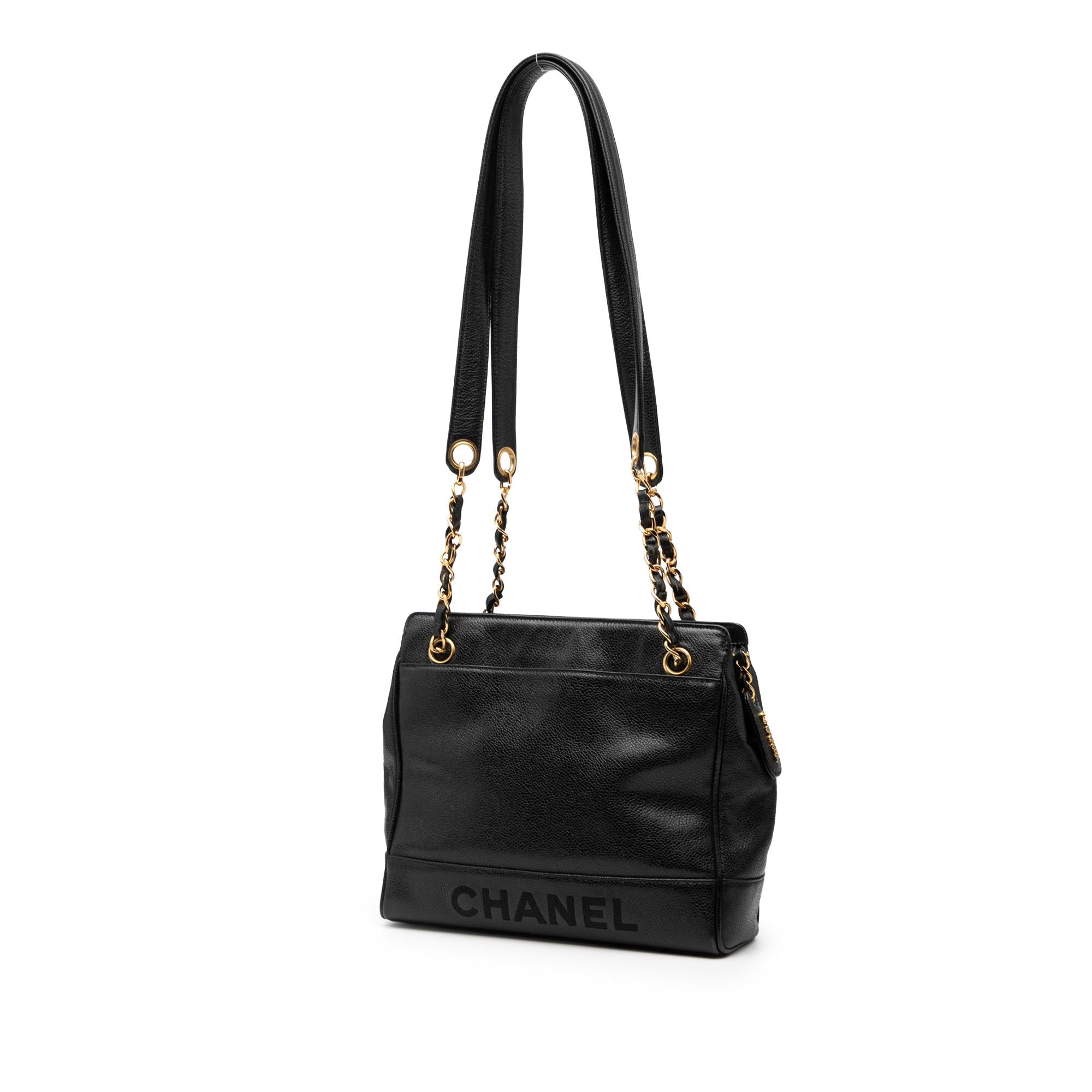 Chanel Caviar Logo Chain Shoulder Bag