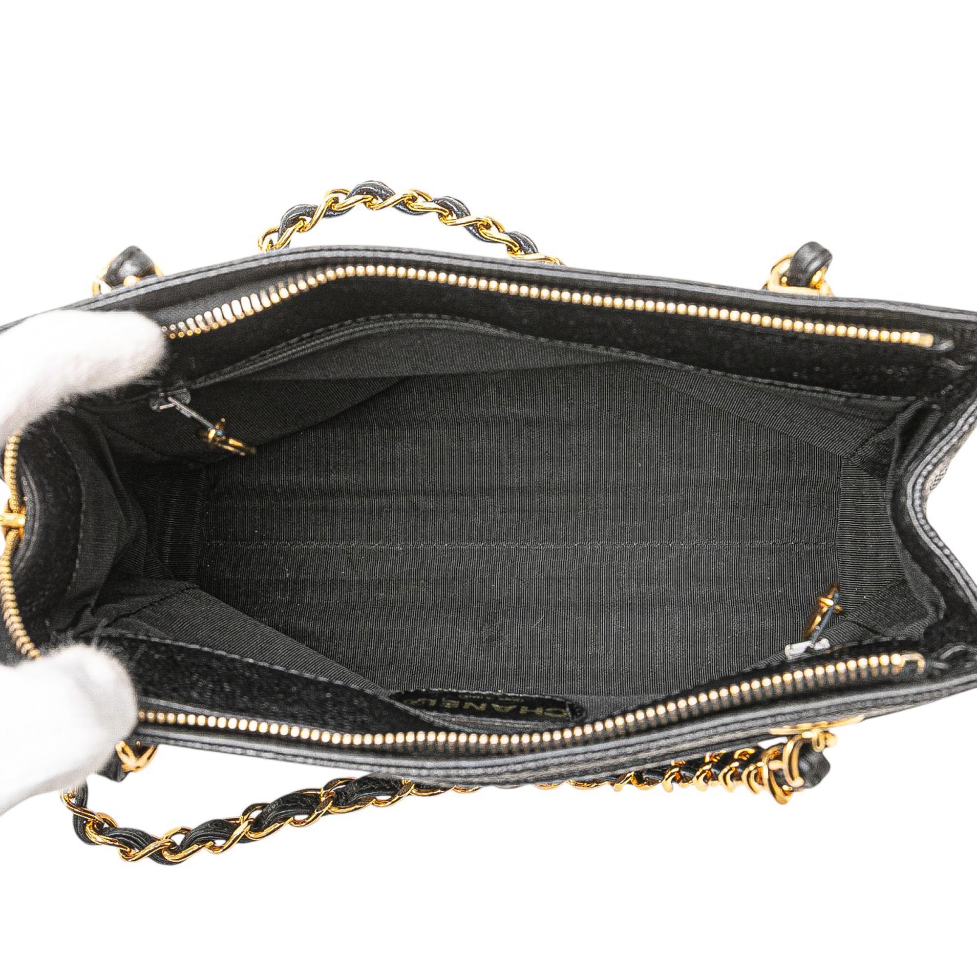 Chanel Caviar Logo Chain Tote