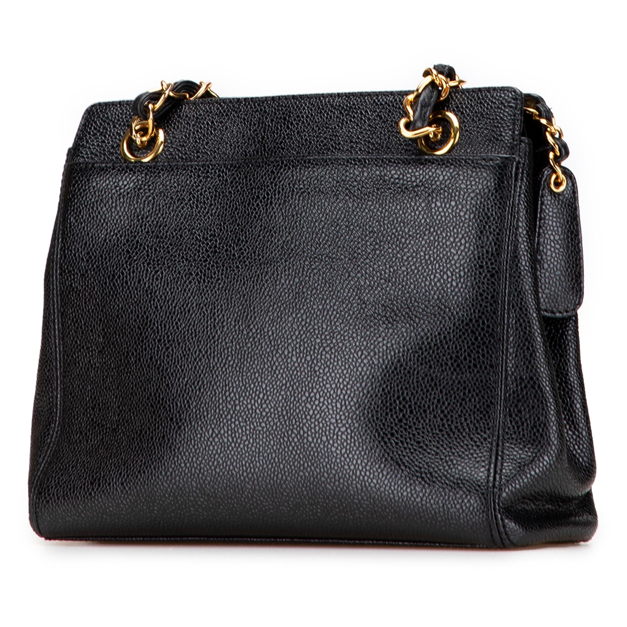 Chanel Caviar Logo Chain Tote