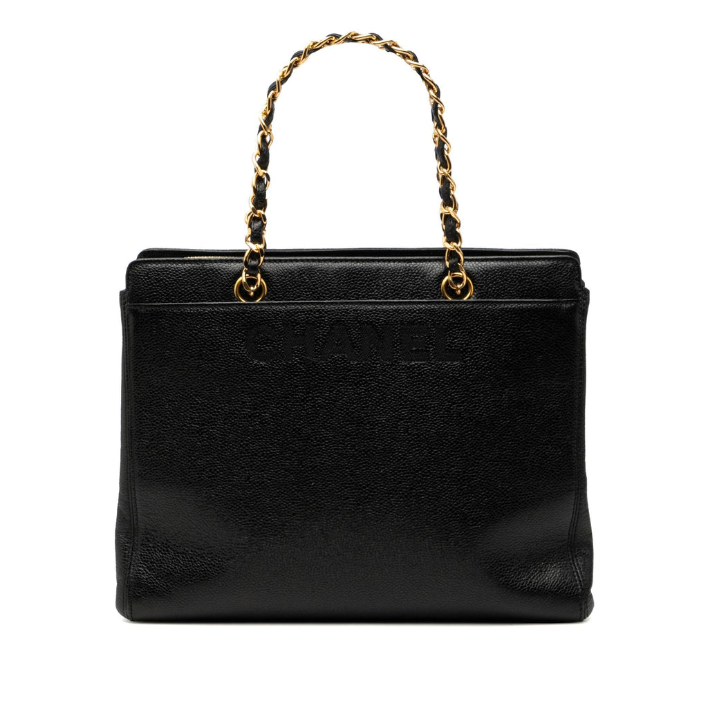 Chanel Caviar Logo Chain Tote