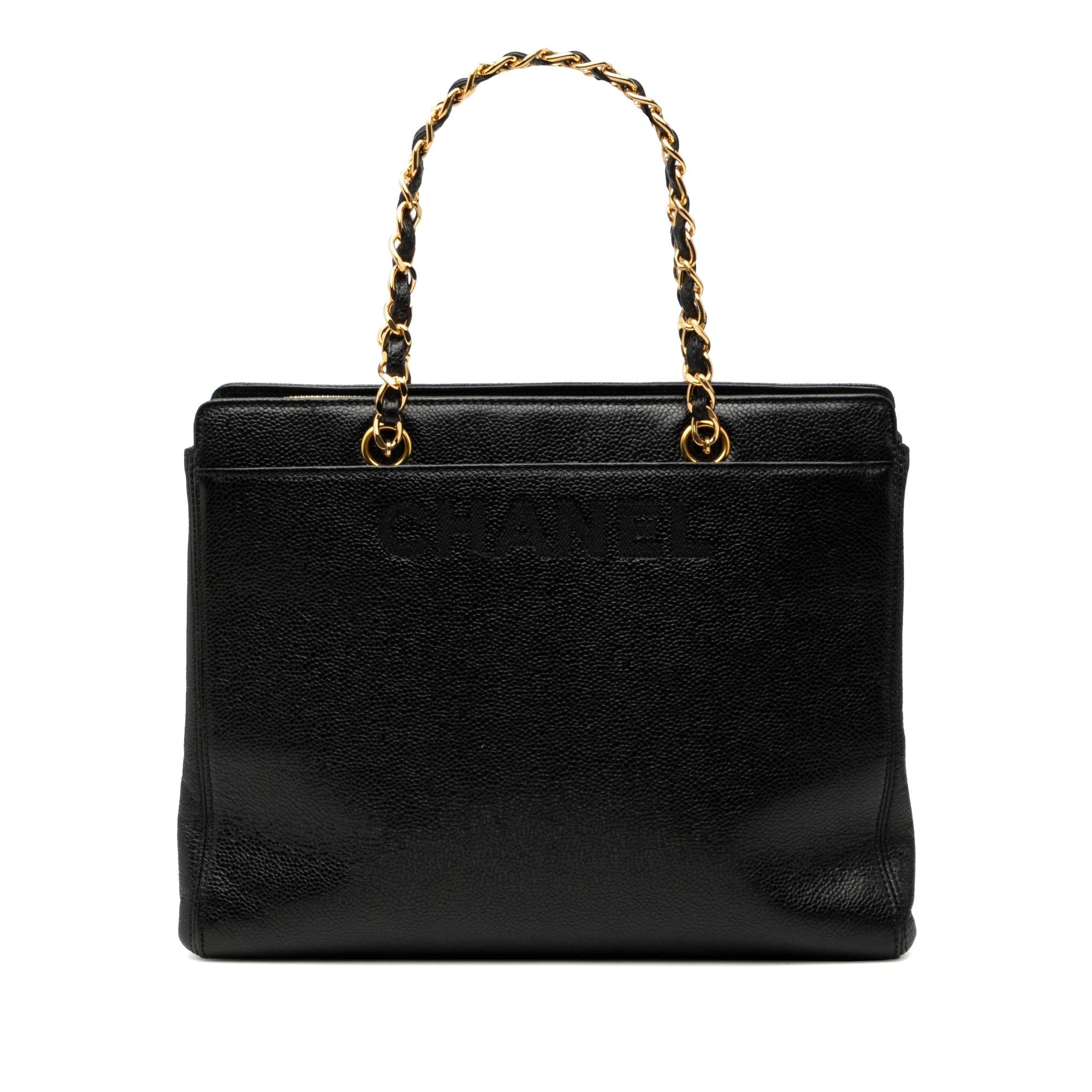 Chanel Caviar Logo Chain Tote