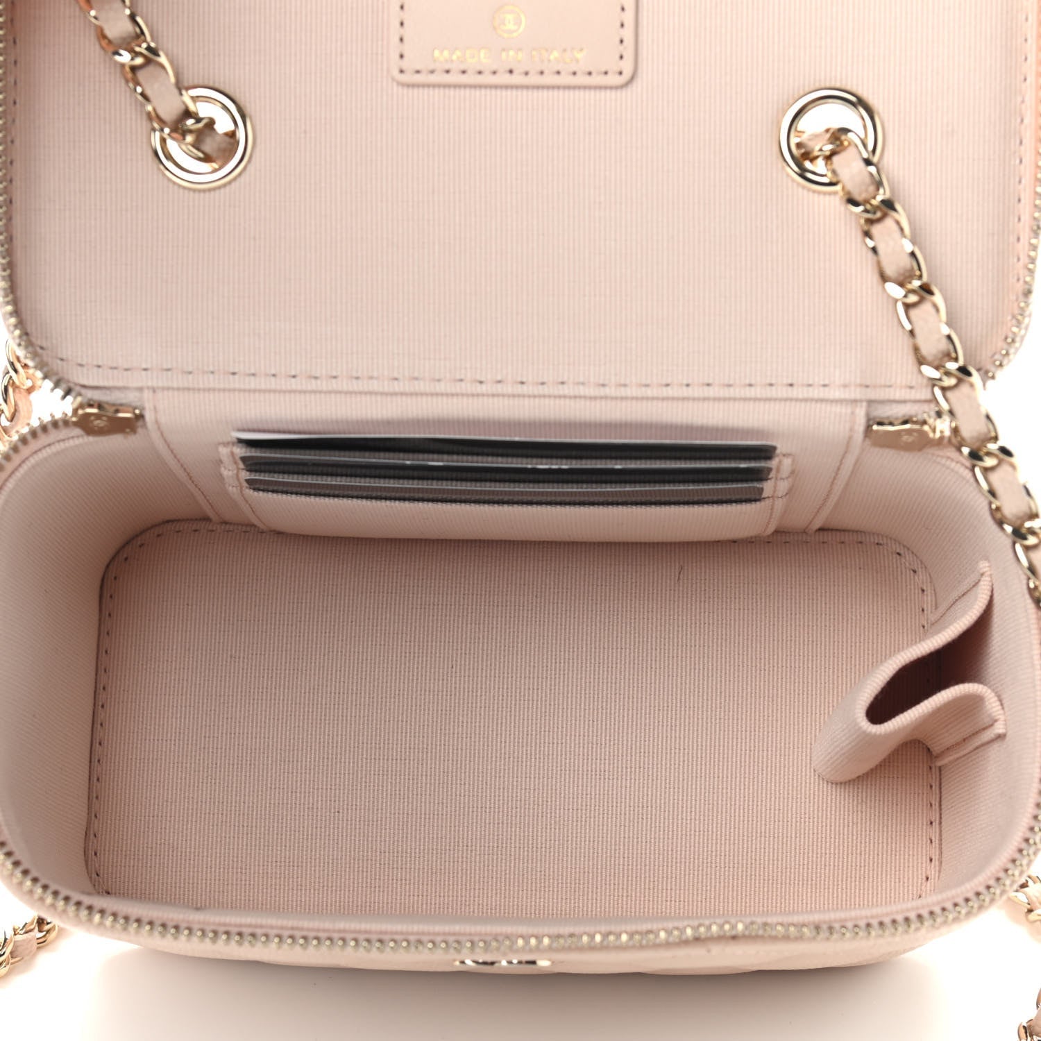 CHANEL CAVIAR QUILTED SMALL VANITY CASE WITH CHAIN