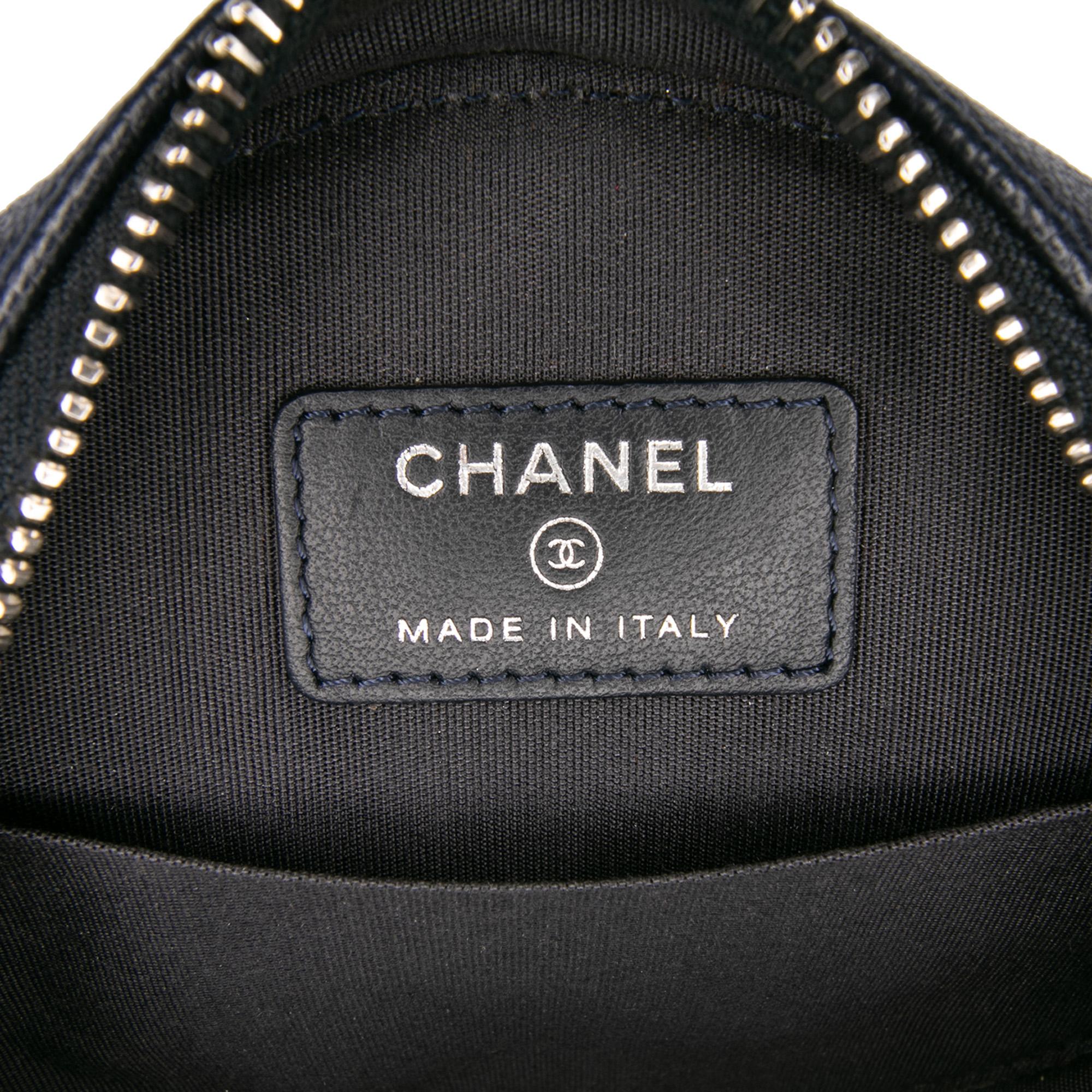 Chanel Caviar Striped CC Filigree Round Crossbody
