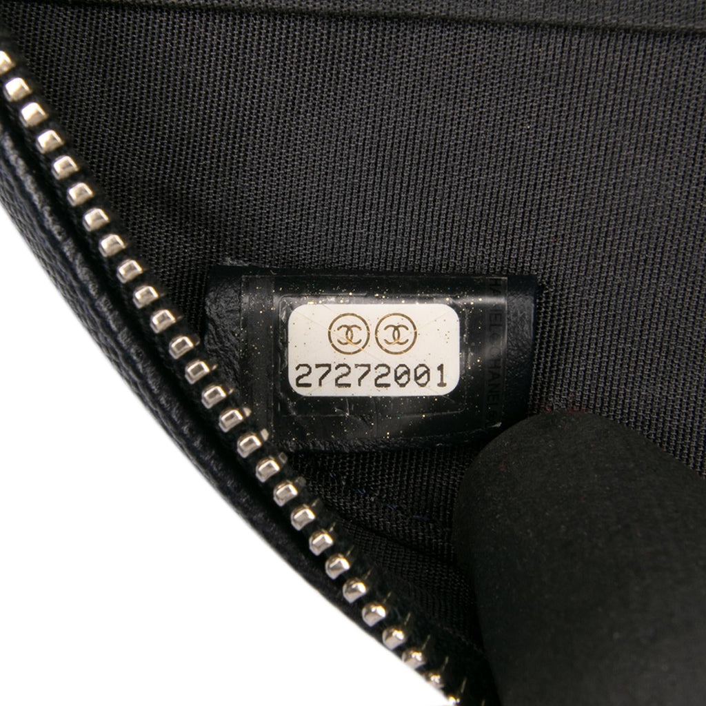 Chanel Caviar Striped CC Filigree Round Crossbody