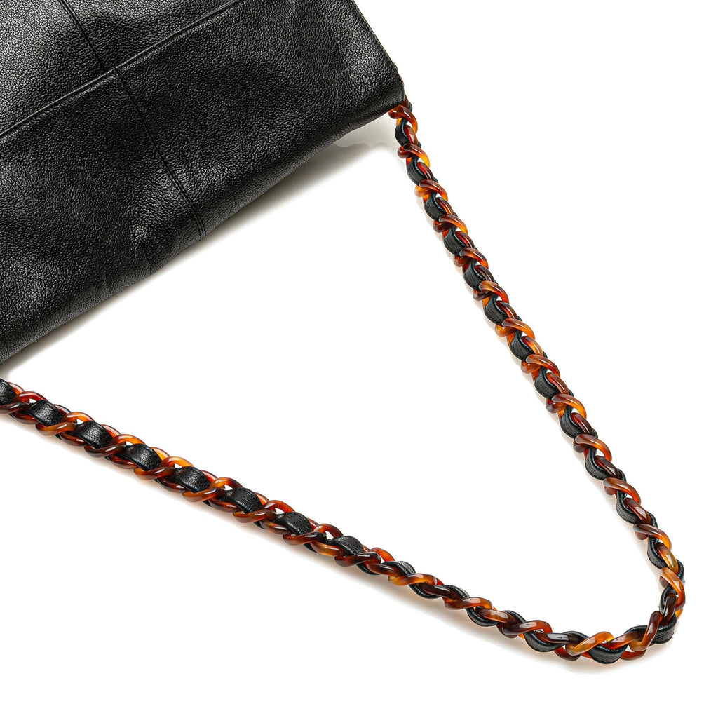 Chanel Caviar Tortoise Chain Fold Over Shoulder Bag