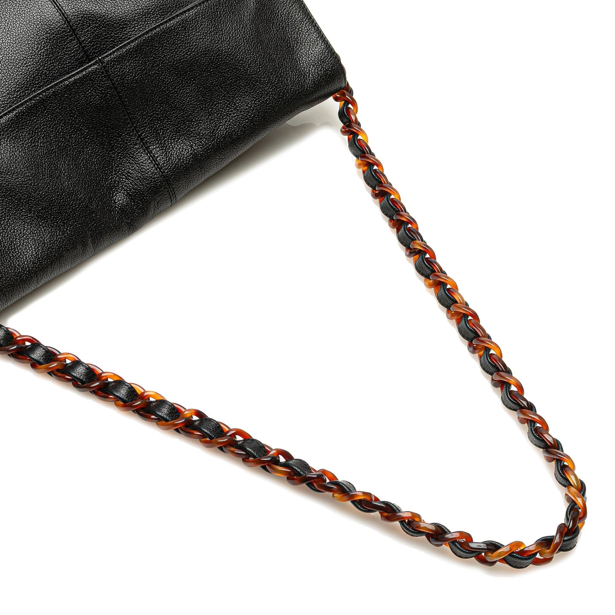 Chanel Caviar Tortoise Chain Fold Over Shoulder Bag
