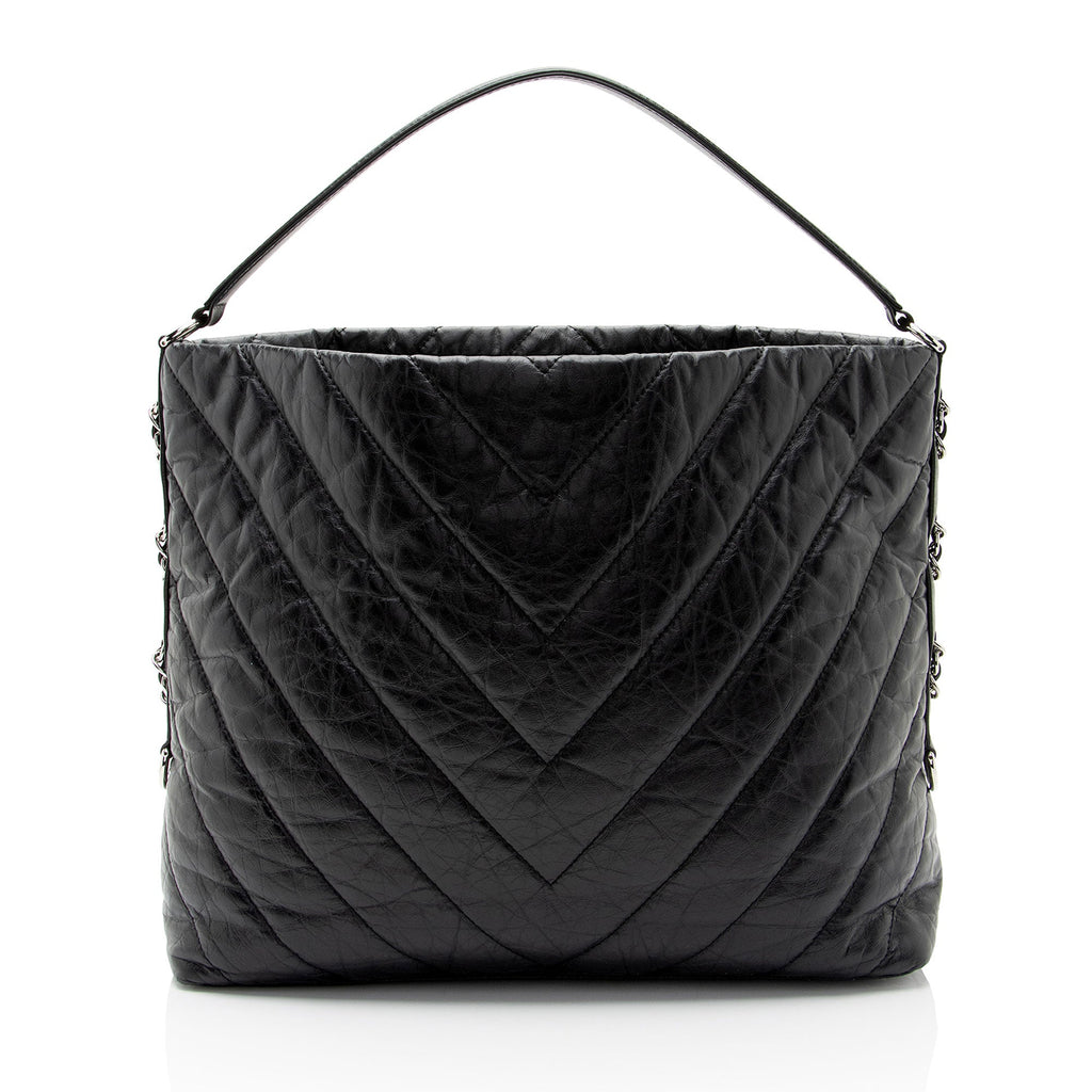 Chanel Chevron Aged Calfskin Big Bang Hobo (SHF-3kJJhz)