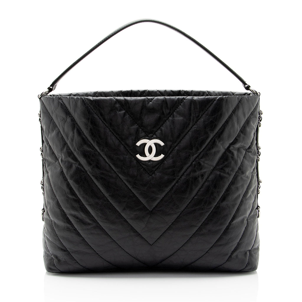Chanel Chevron Aged Calfskin Big Bang Hobo (SHF-3kJJhz)
