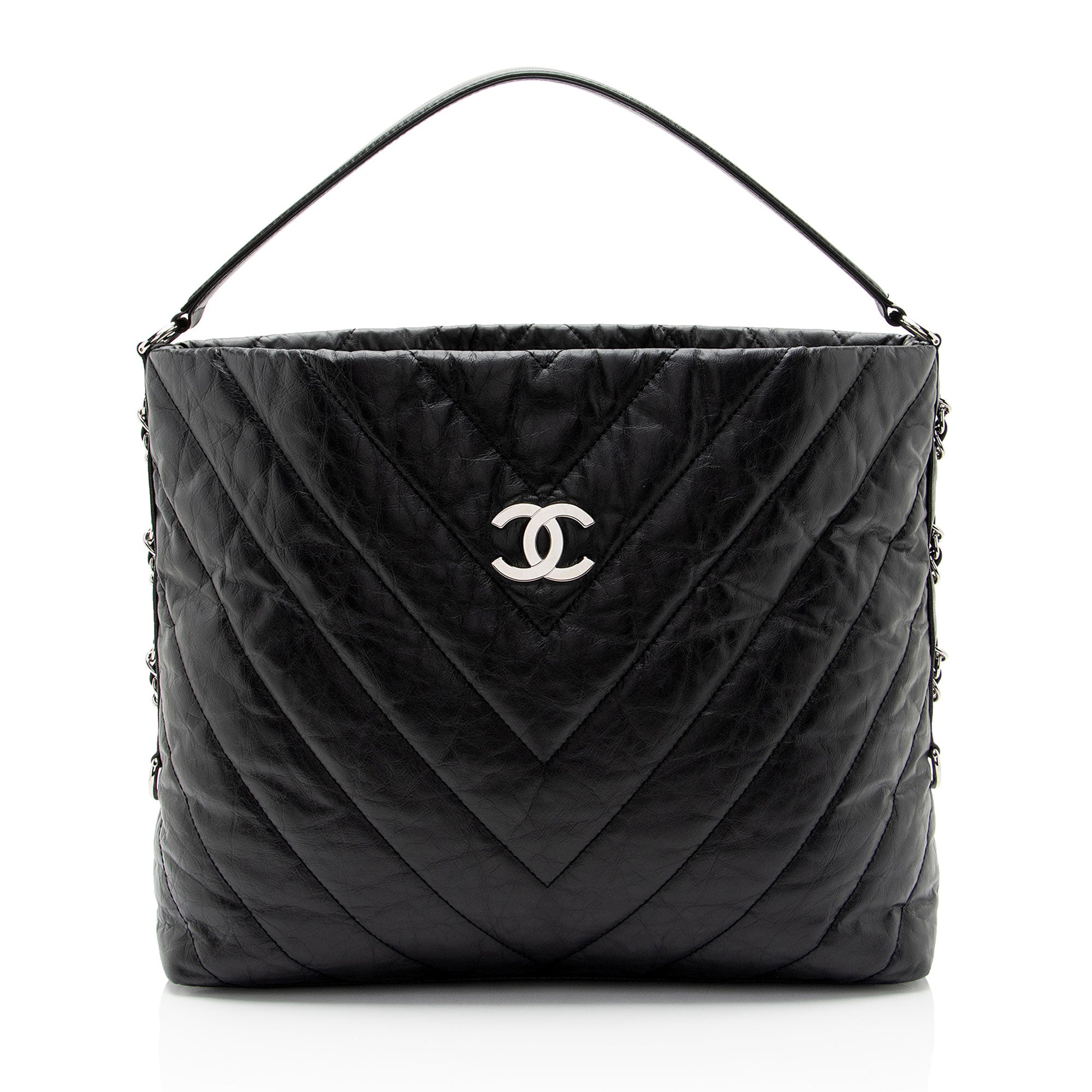Chanel Chevron Aged Calfskin Big Bang Hobo (SHF-3kJJhz)