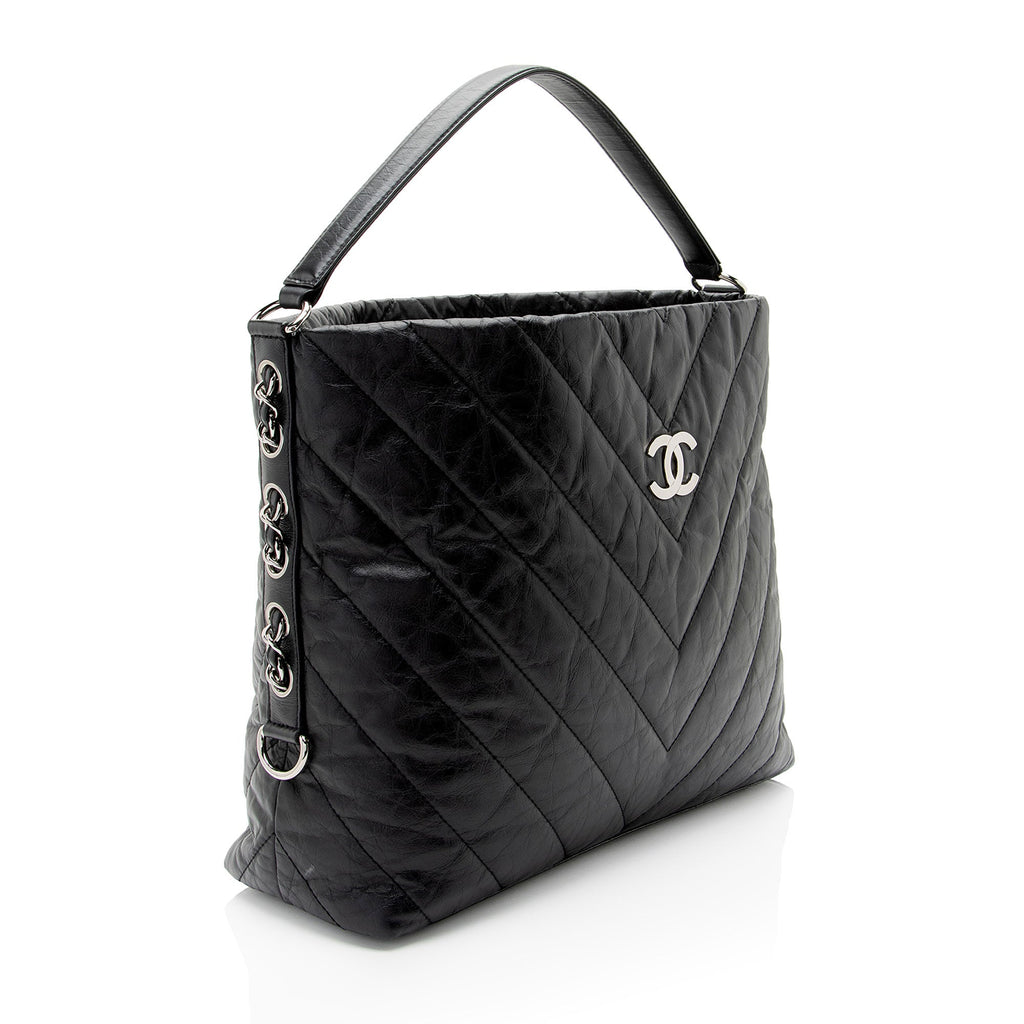 Chanel Chevron Aged Calfskin Big Bang Hobo (SHF-3kJJhz)