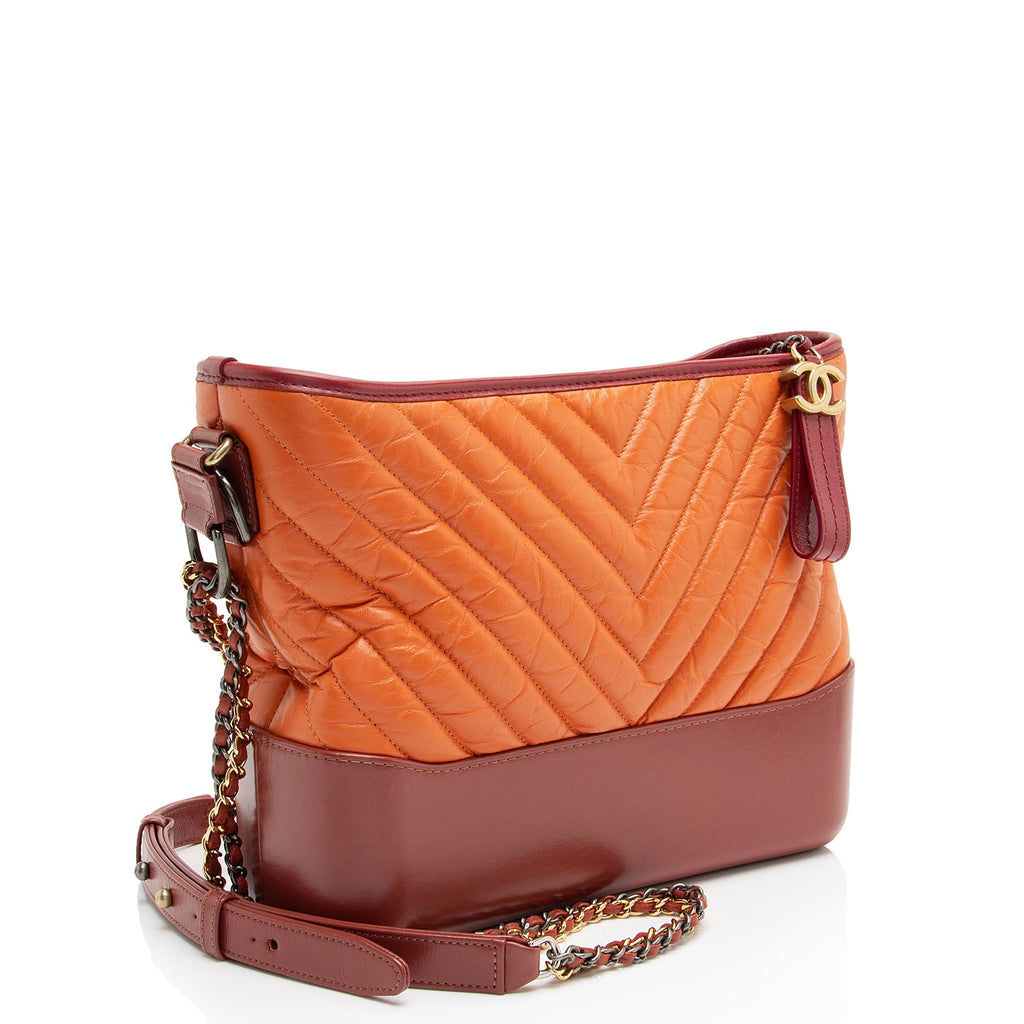 Chanel Chevron Aged Calfskin Gabrielle Medium Hobo