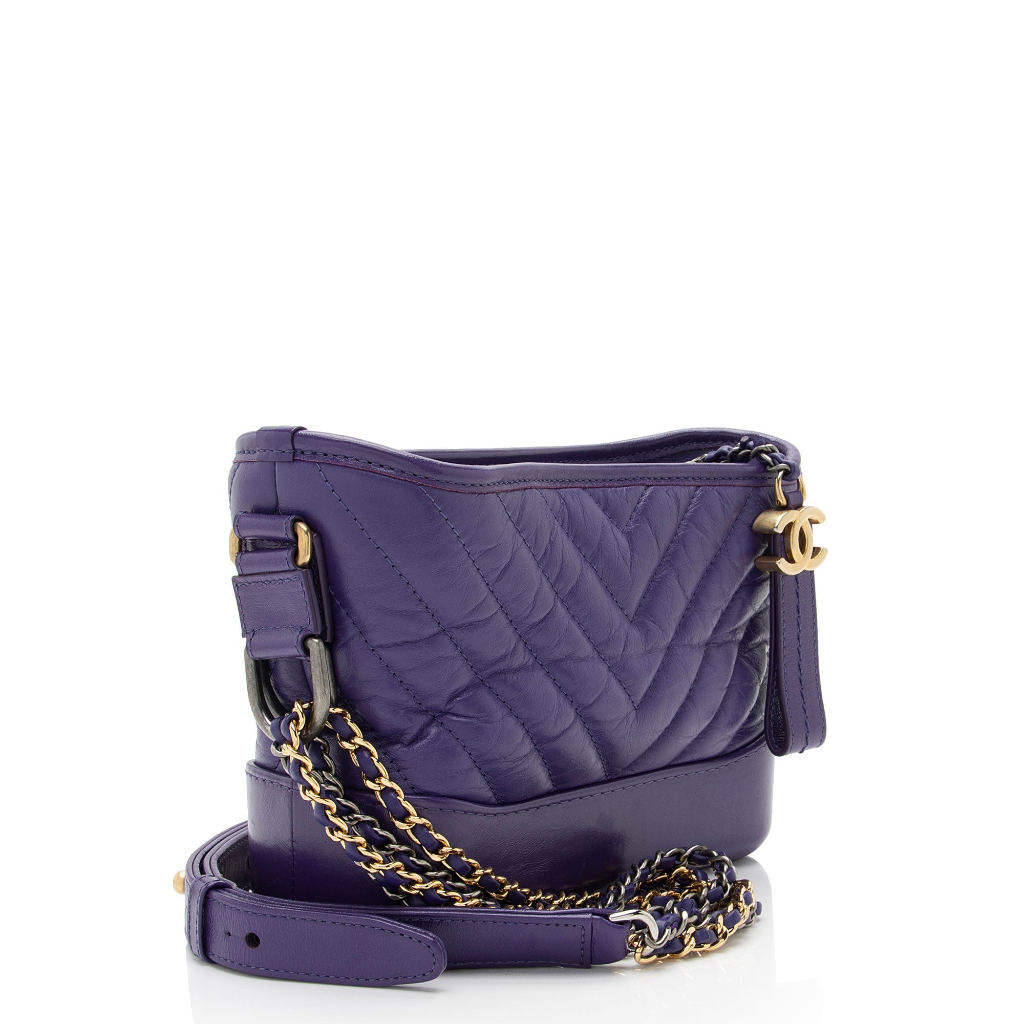 Chanel Chevron Aged Calfskin Gabrielle Small Hobo (SHF-zo17E6)
