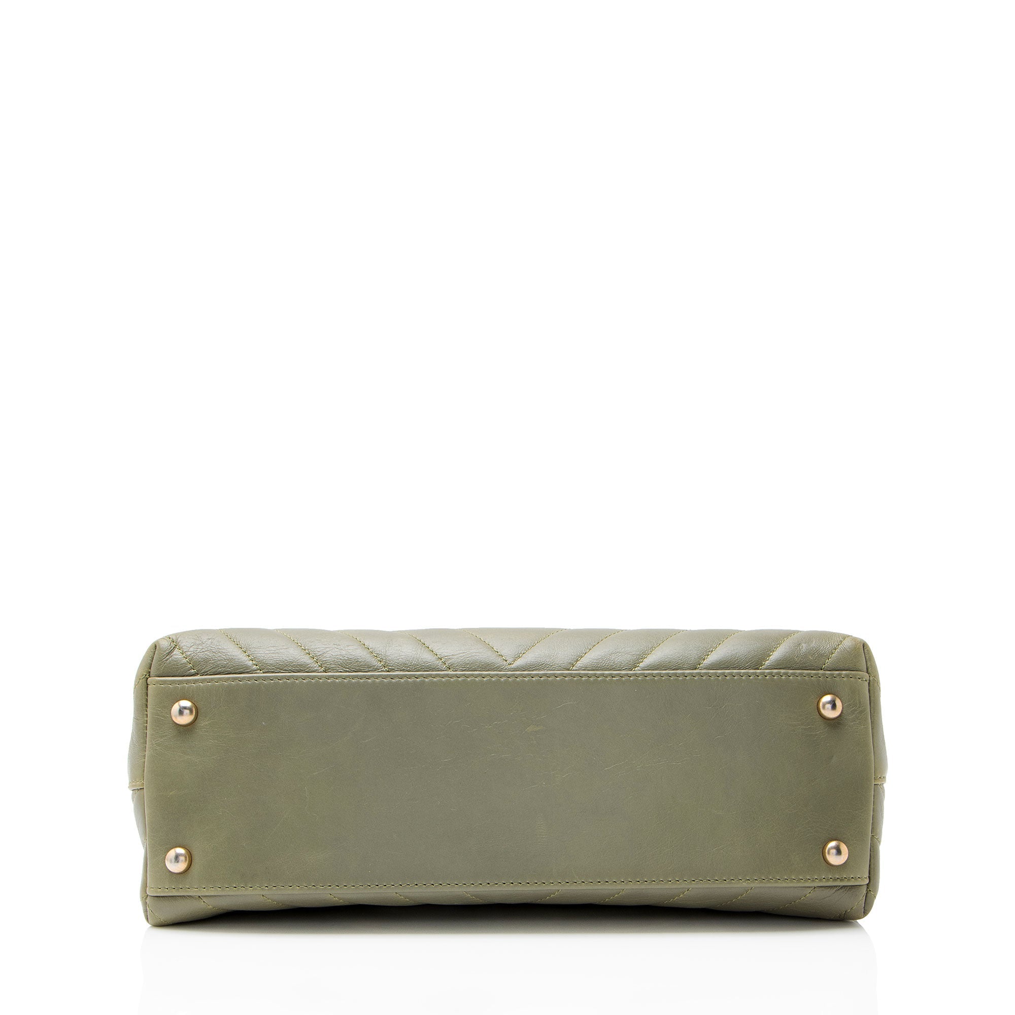 Chanel Chevron Aged Calfskin Lizard Coco Small Top Handle