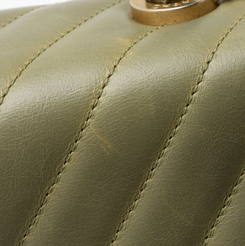 Chanel Chevron Aged Calfskin Lizard Coco Small Top Handle
