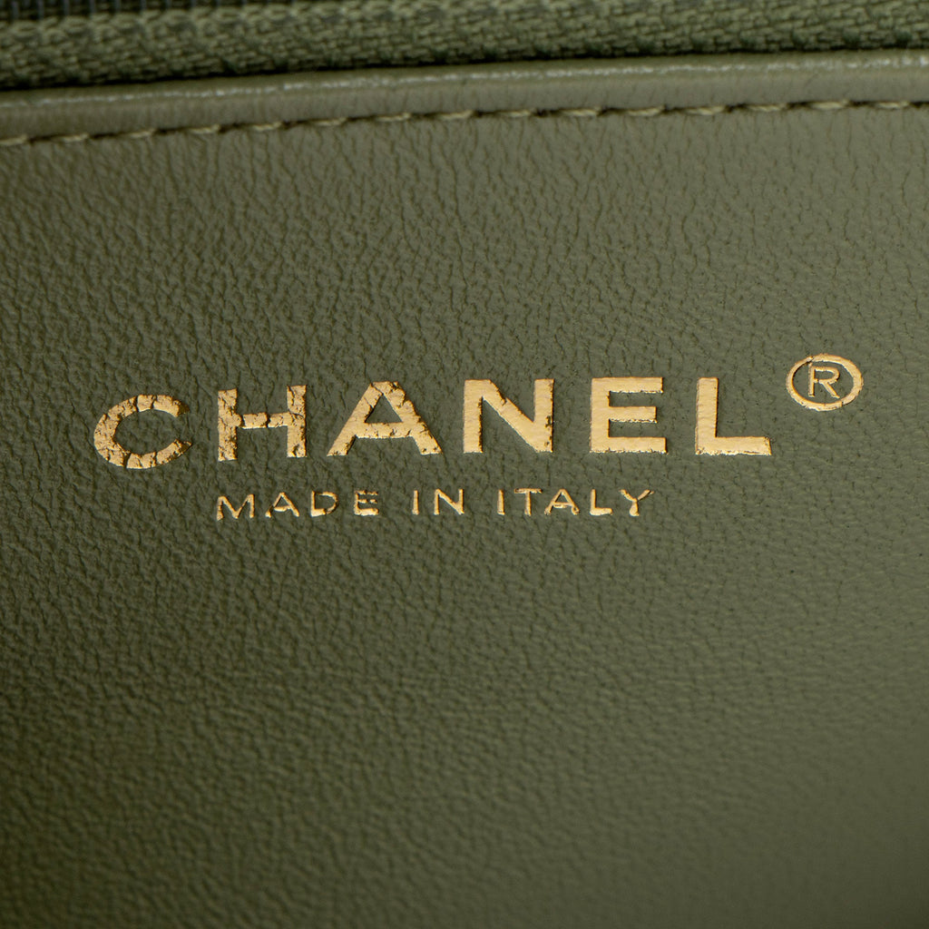 Chanel Chevron Aged Calfskin Lizard Coco Small Top Handle