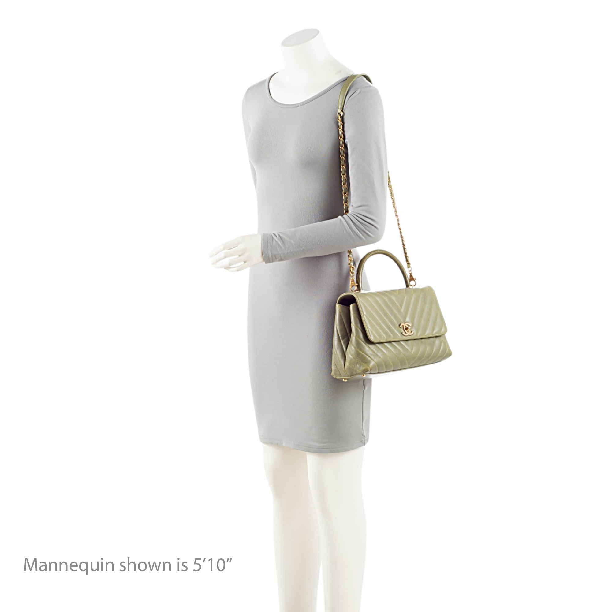 Chanel Chevron Aged Calfskin Lizard Coco Small Top Handle