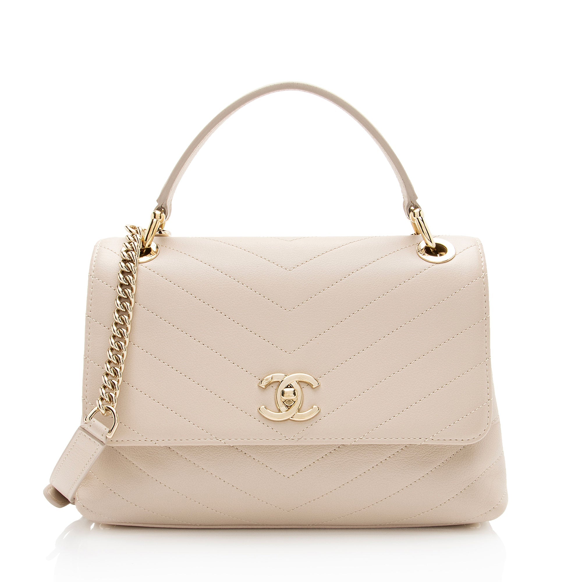 Chanel Chevron Calfskin Chic Small Top Handle