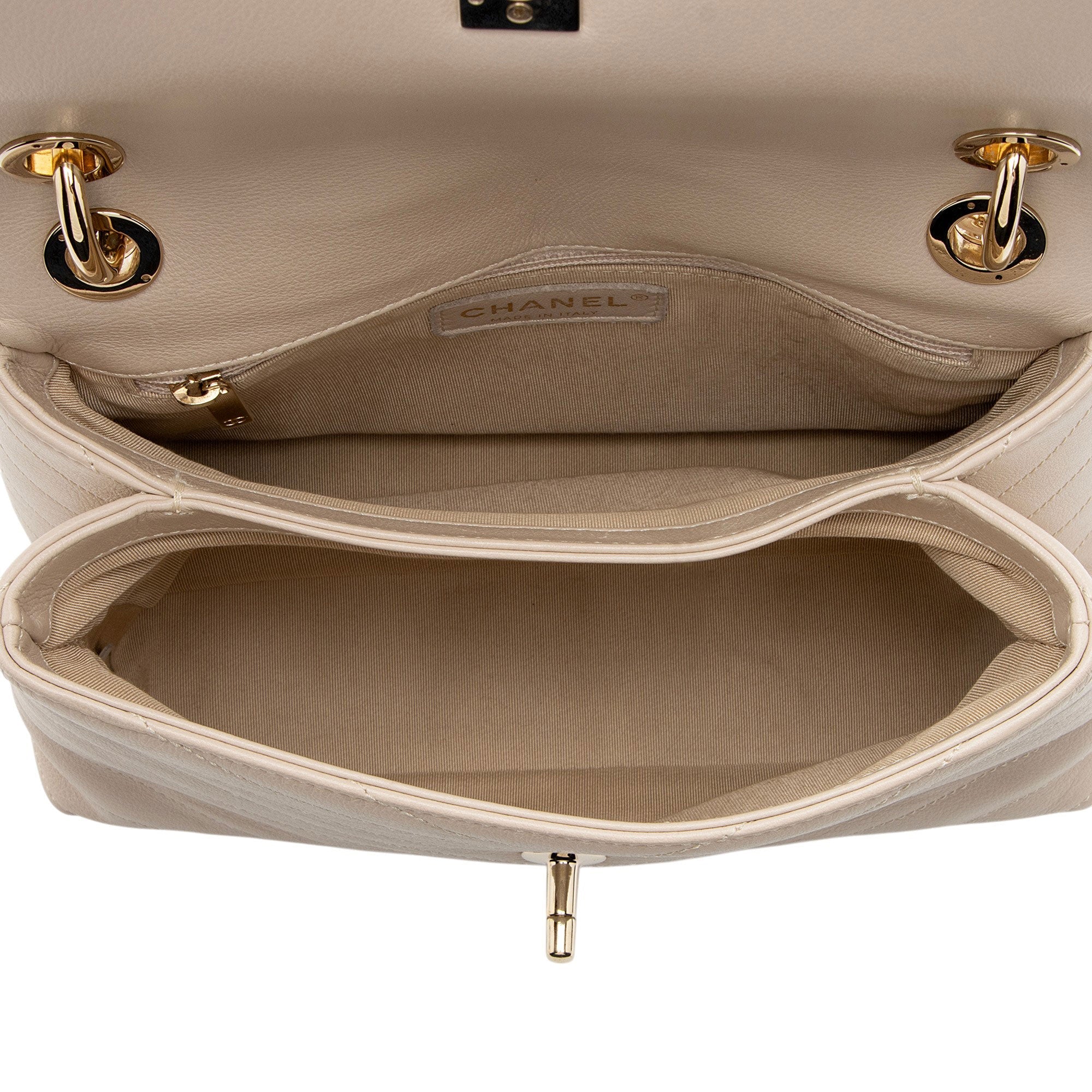 Chanel Chevron Calfskin Chic Small Top Handle