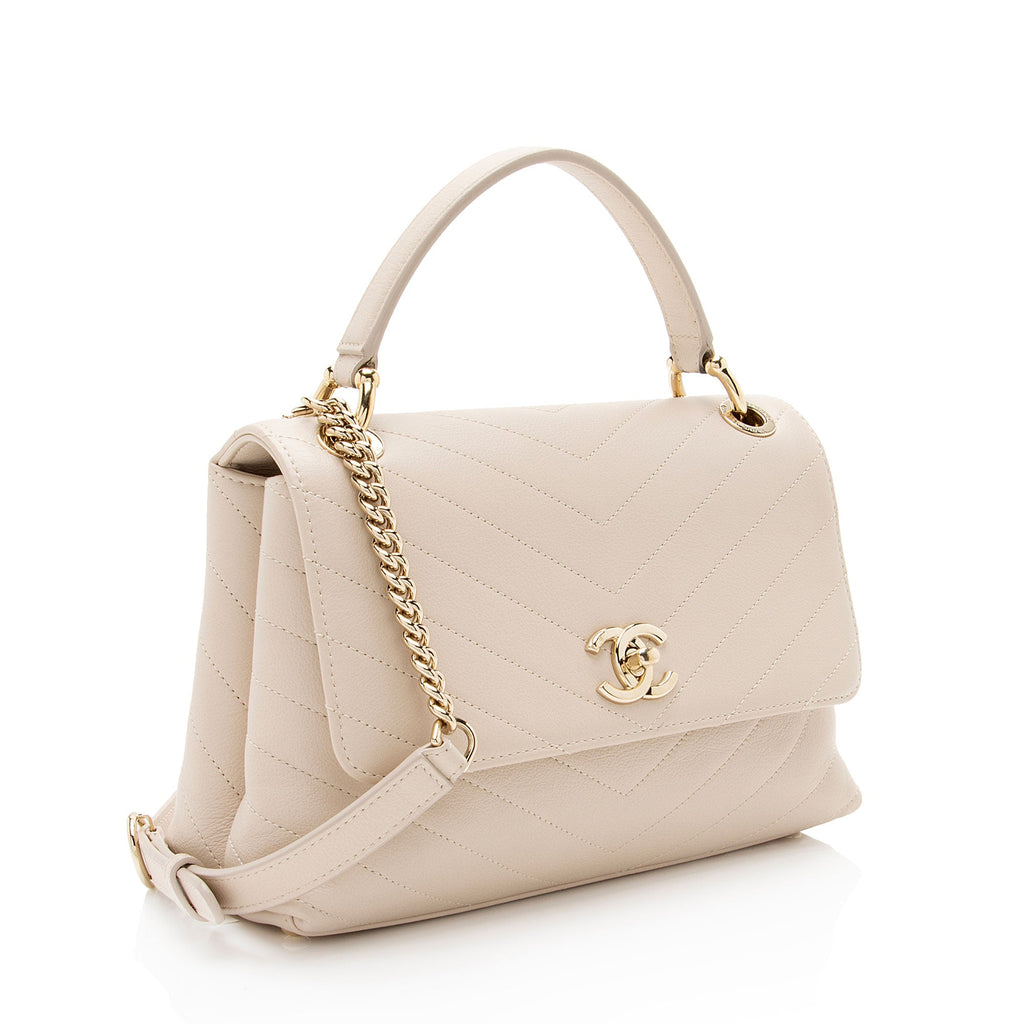 Chanel Chevron Calfskin Chic Small Top Handle