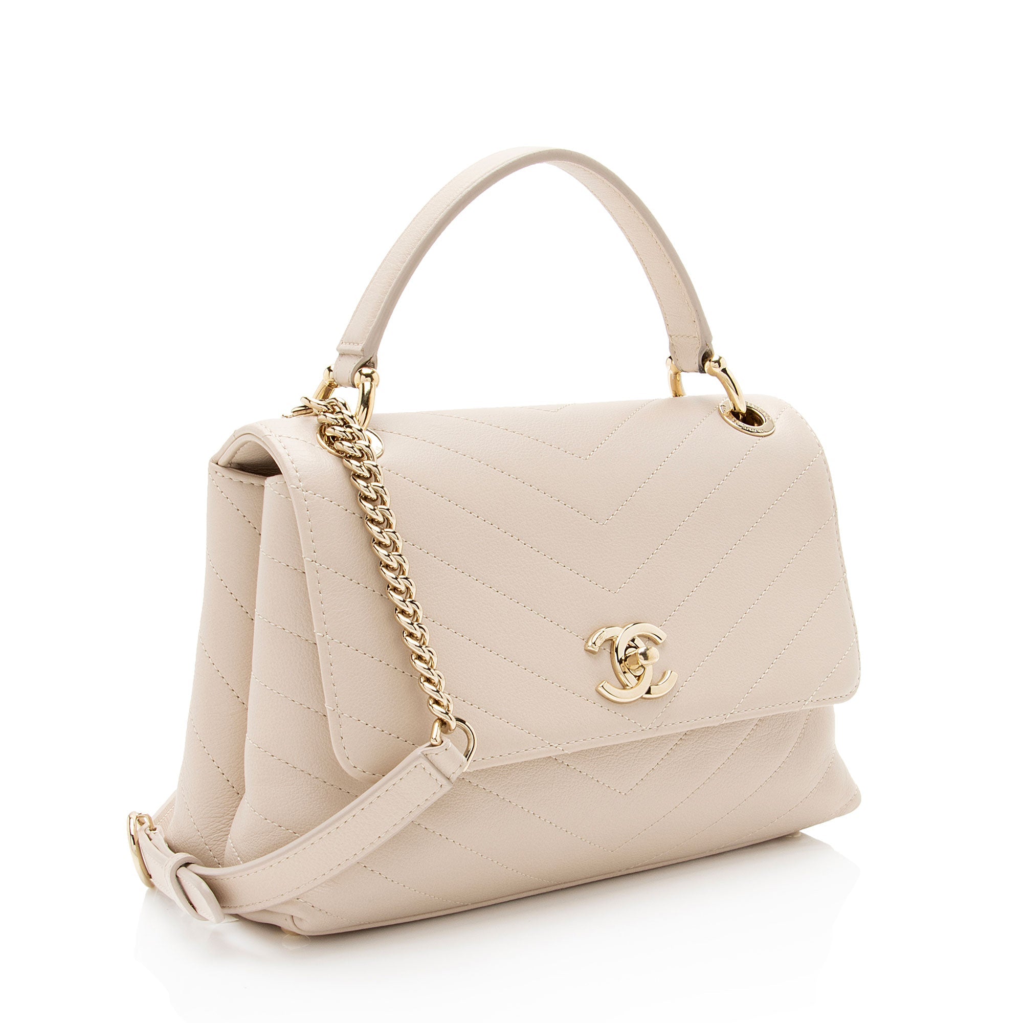 Chanel Chevron Calfskin Chic Small Top Handle