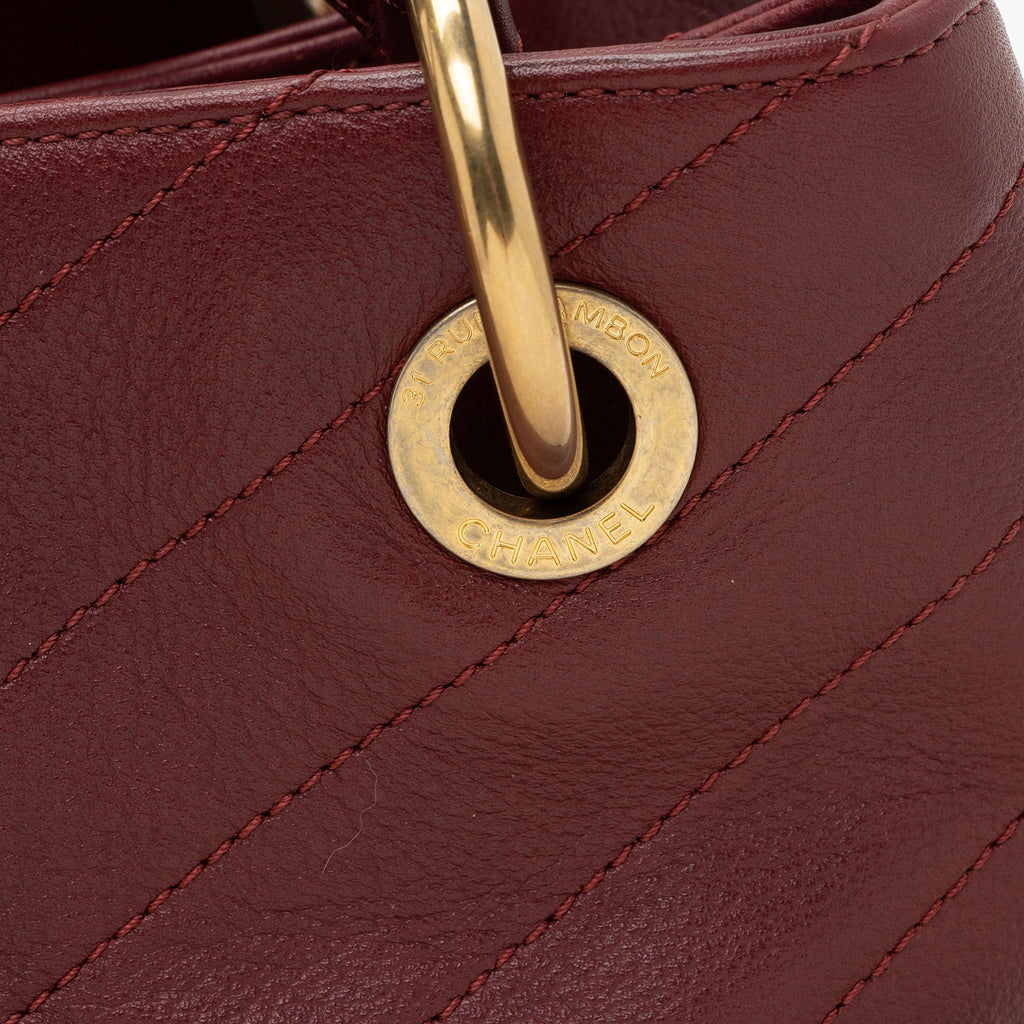 Chanel Chevron Calfskin Python Chic Small Shopping Tote