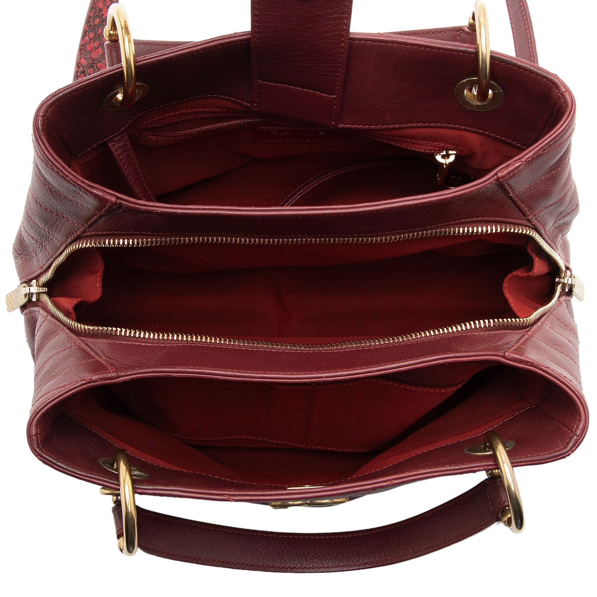 Chanel Chevron Calfskin Python Chic Small Shopping Tote