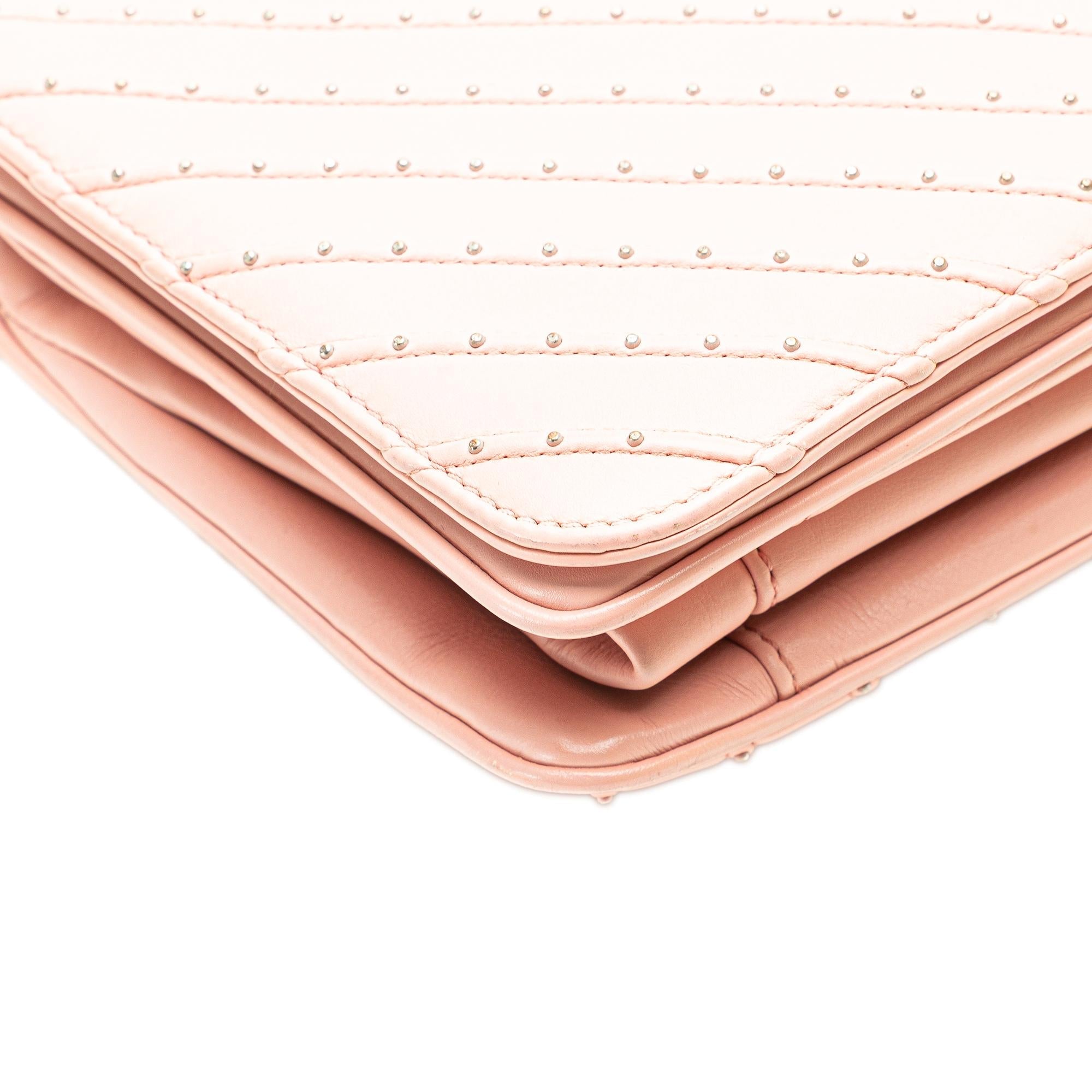 Chanel Chevron Calfskin Studded Full Flap