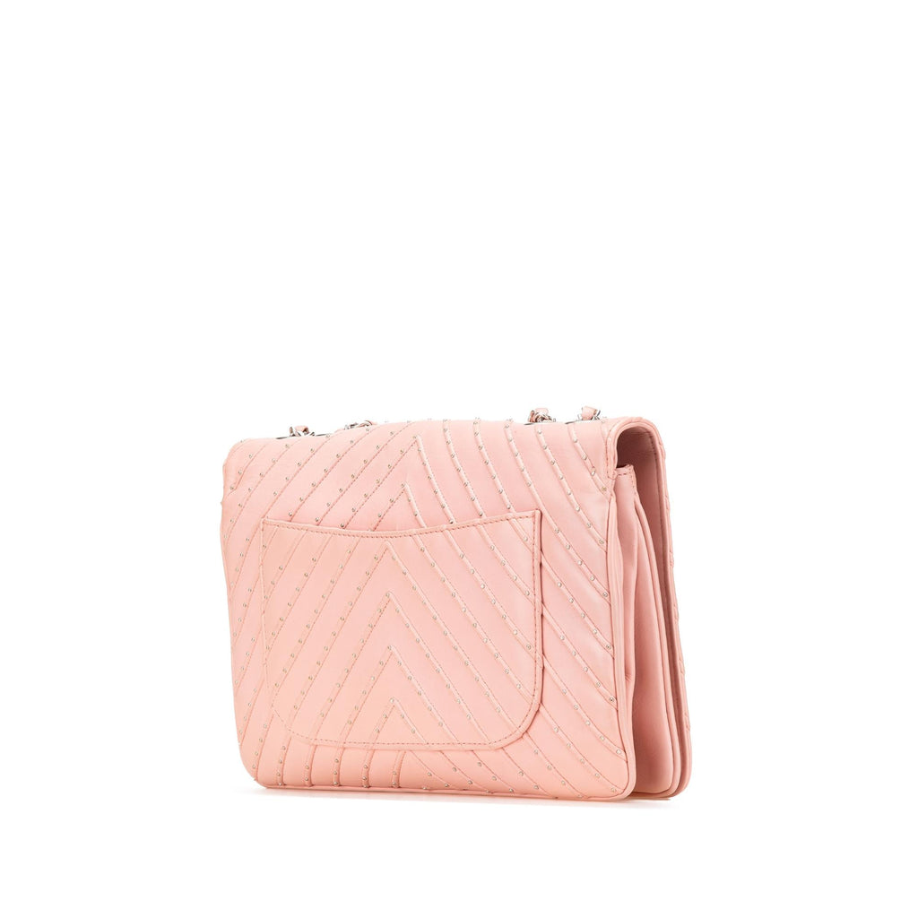 Chanel Chevron Calfskin Studded Full Flap