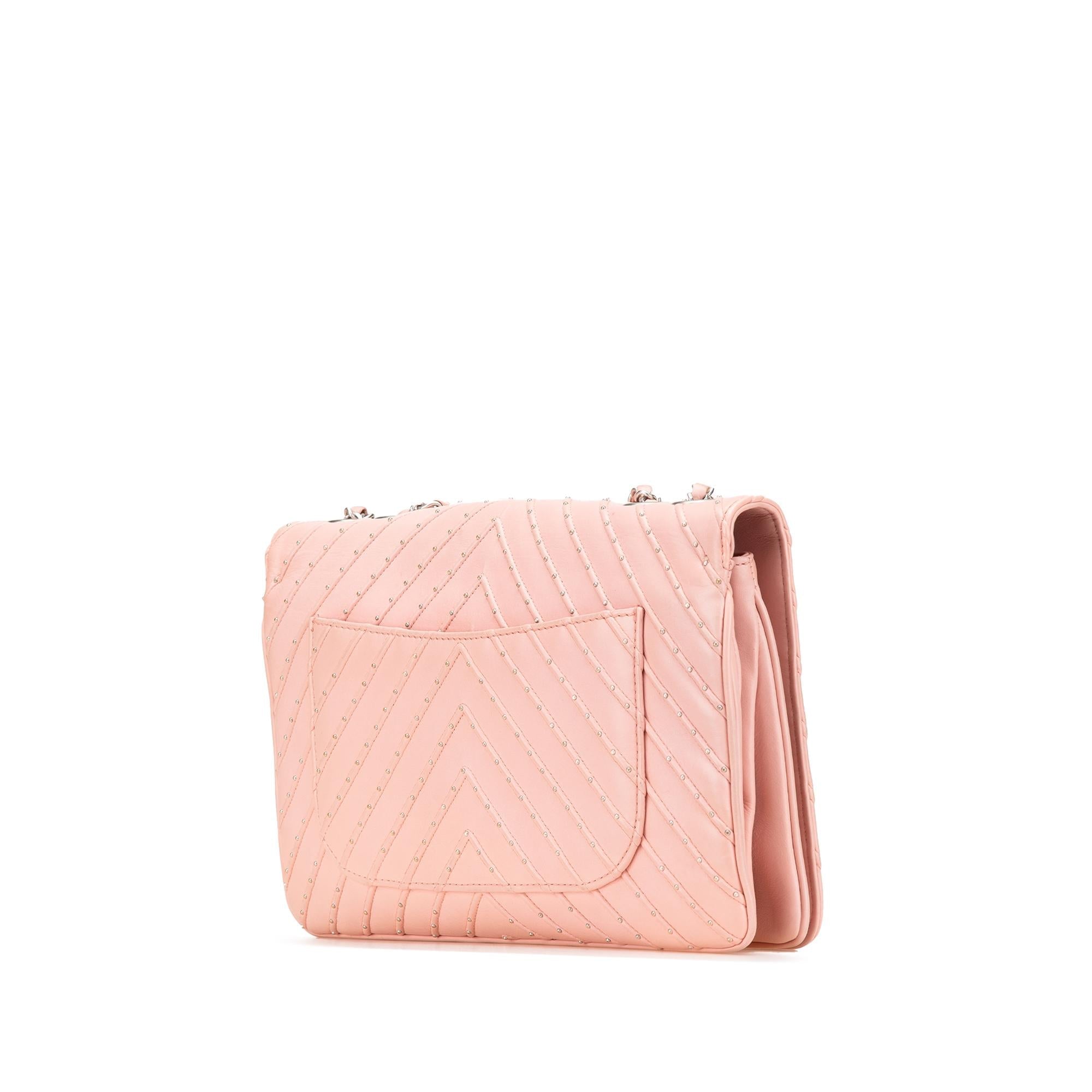 Chanel Chevron Calfskin Studded Full Flap