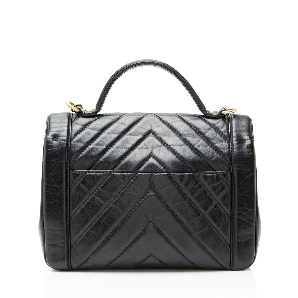 Chanel Chevron Calfskin Timeless Flap Top Handle