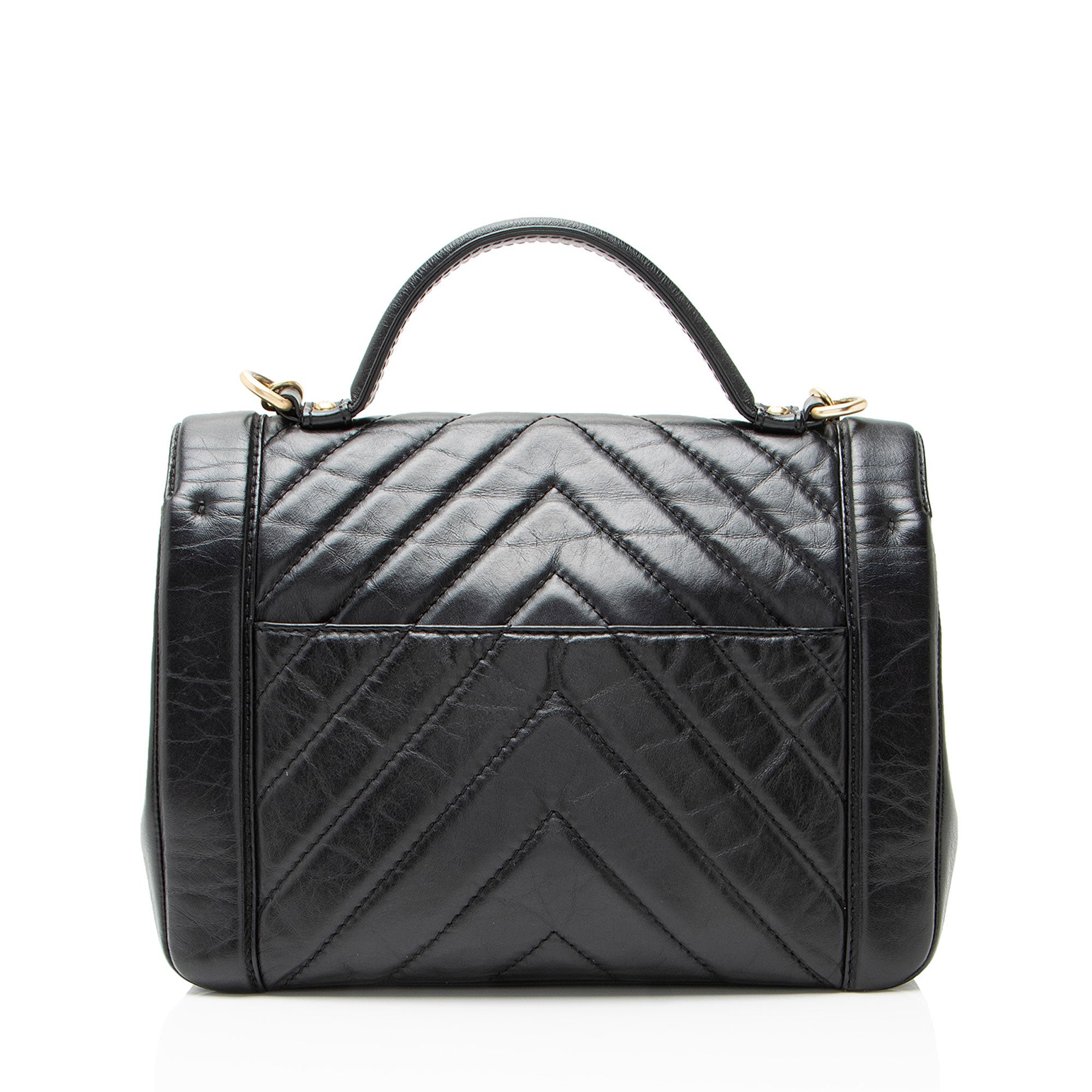 Chanel Chevron Calfskin Timeless Flap Top Handle