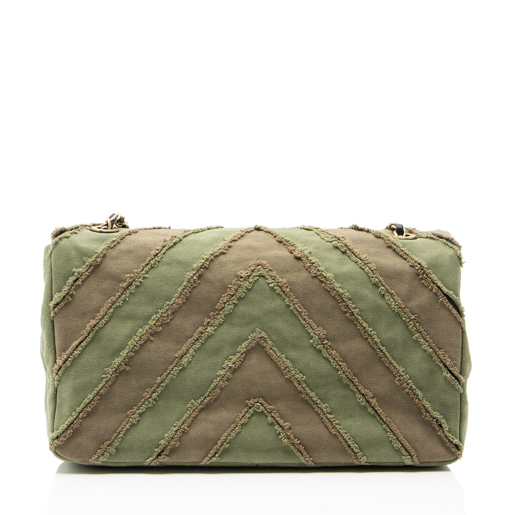Chanel Chevron Canvas Patchwork Cuba CC Maxi Flap Bag