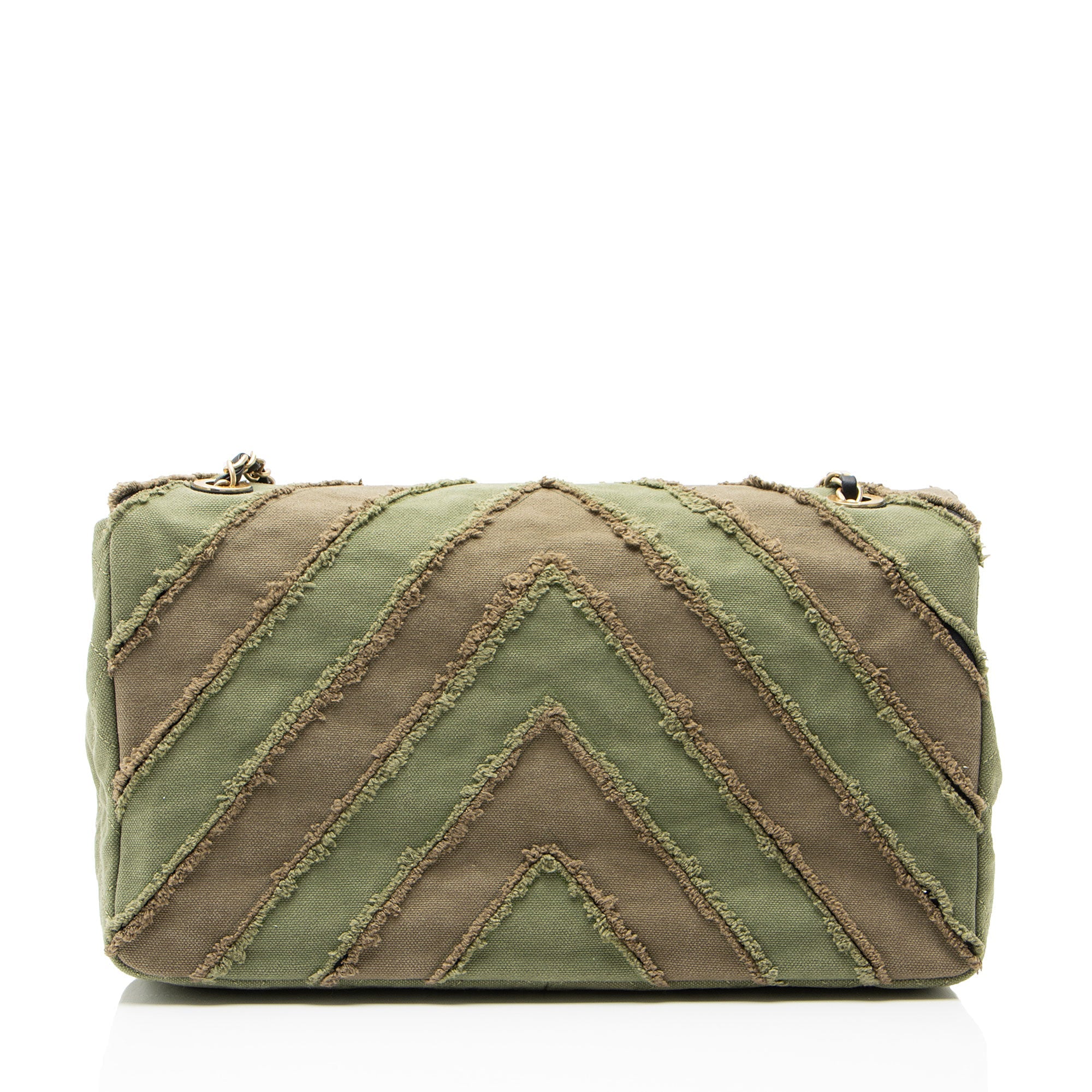 Chanel Chevron Canvas Patchwork Cuba CC Maxi Flap Bag