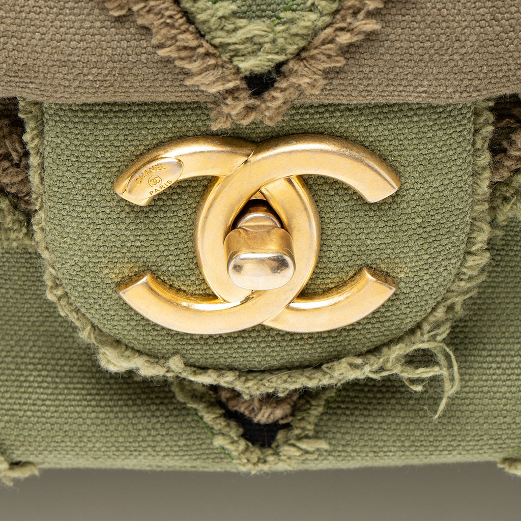 Chanel Chevron Canvas Patchwork Cuba CC Maxi Flap Bag